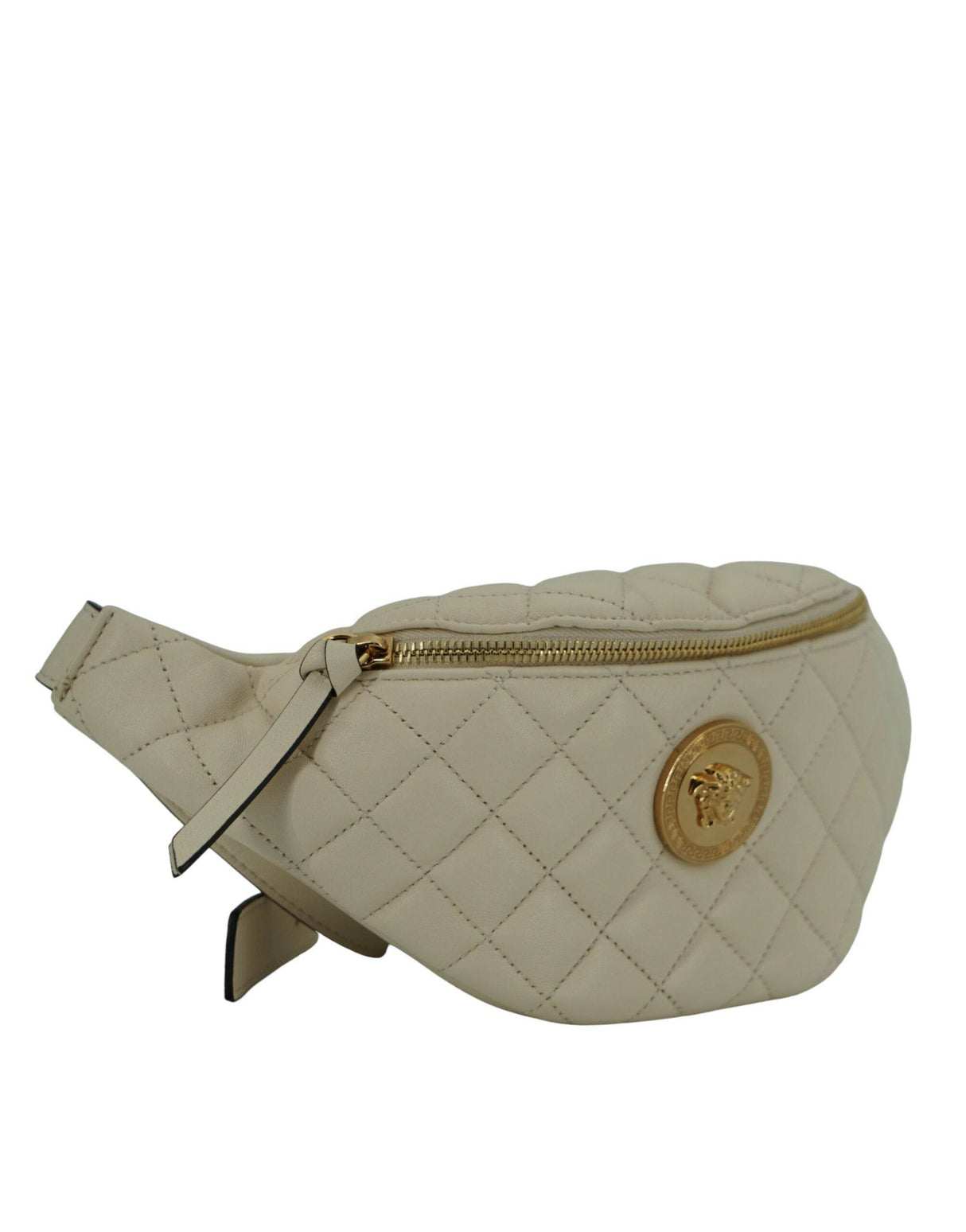 Versace Elegant White Lamb Leather Belt Bag - Hilstor