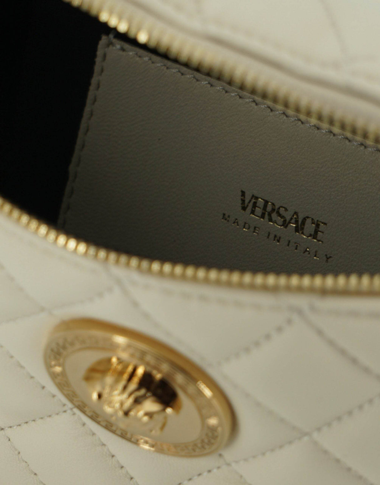 Versace Elegant White Lamb Leather Belt Bag - Hilstor