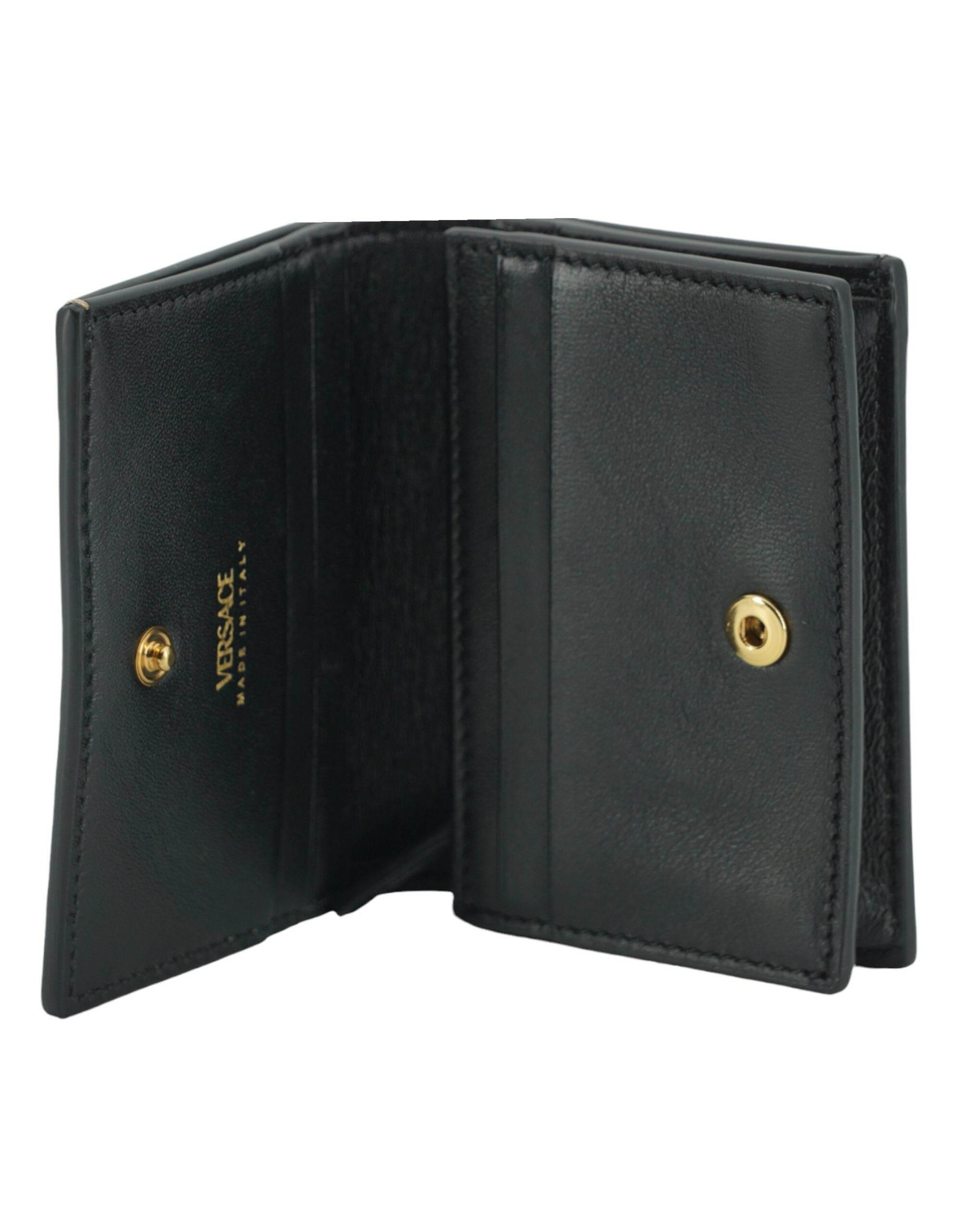 Versace Elegant Compact Leather Wallet in Brown - Hilstor