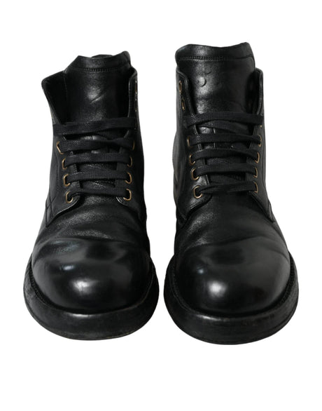 Dolce & Gabbana Elegant Black Horse Leather Ankle Boots - Hilstor