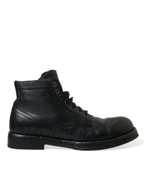 Dolce & Gabbana Elegant Black Horse Leather Ankle Boots - Hilstor