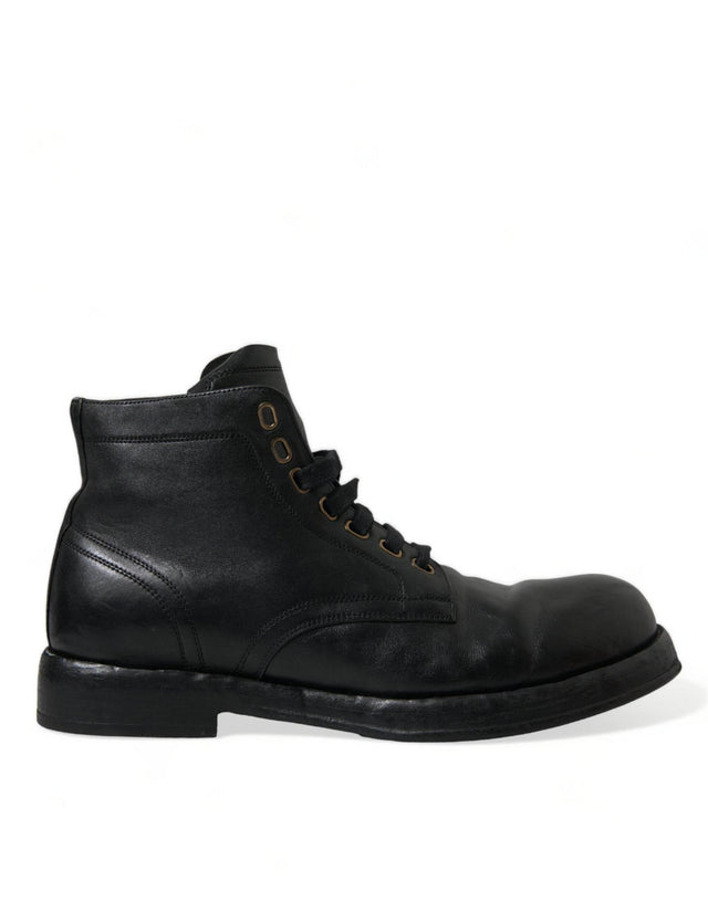 Dolce & Gabbana Elegant Black Horse Leather Ankle Boots - Hilstor