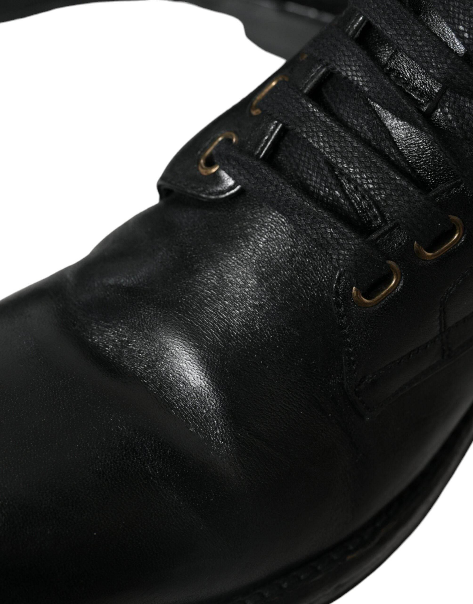 Dolce & Gabbana Elegant Black Horse Leather Ankle Boots - Hilstor