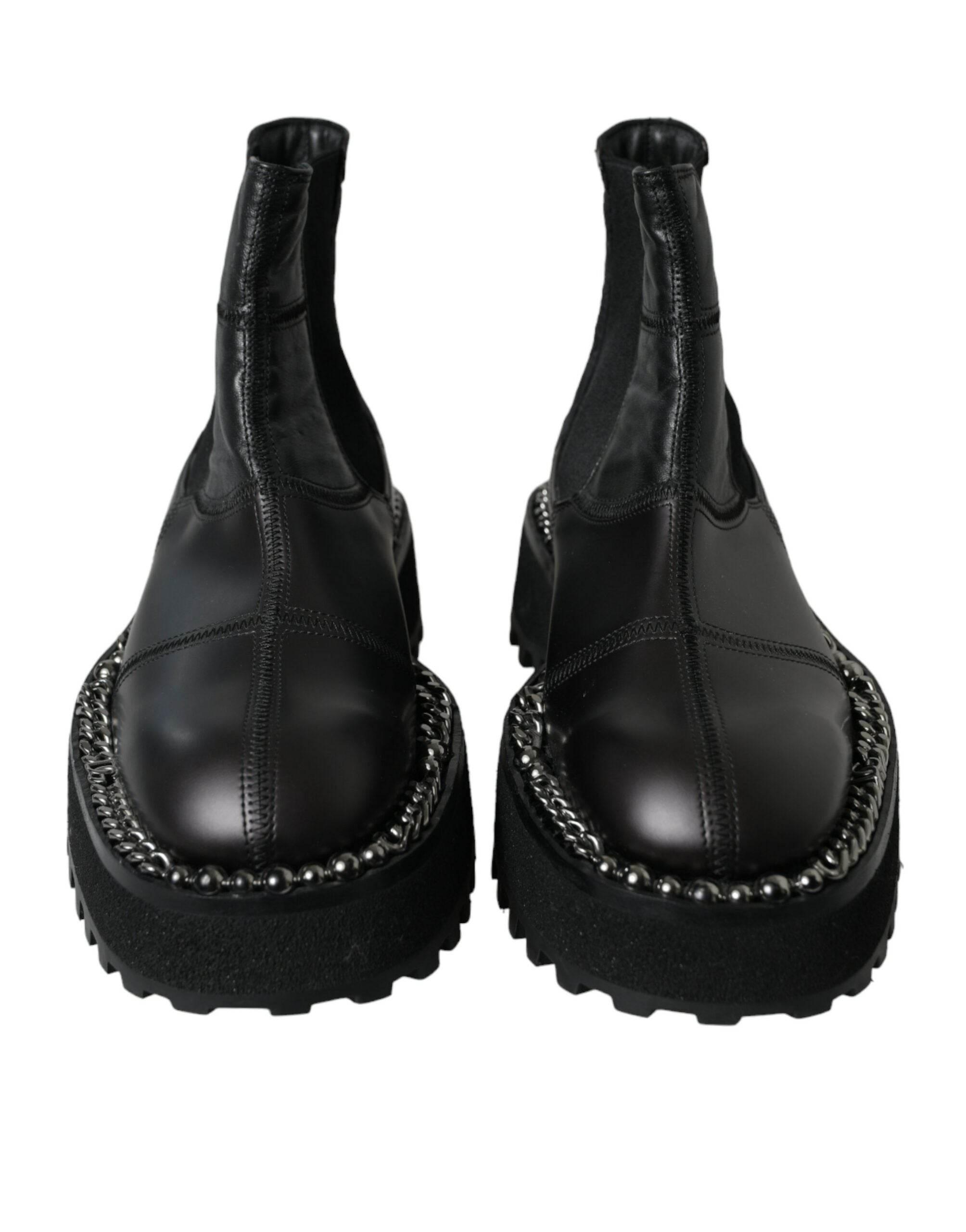 Dolce & Gabbana Elegant Black Chelsea Slip-On Boots - Hilstor