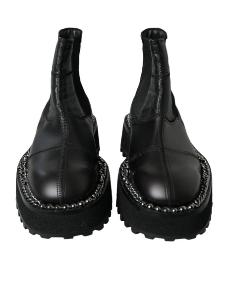 Dolce & Gabbana Elegant Black Chelsea Slip-On Boots - Hilstor