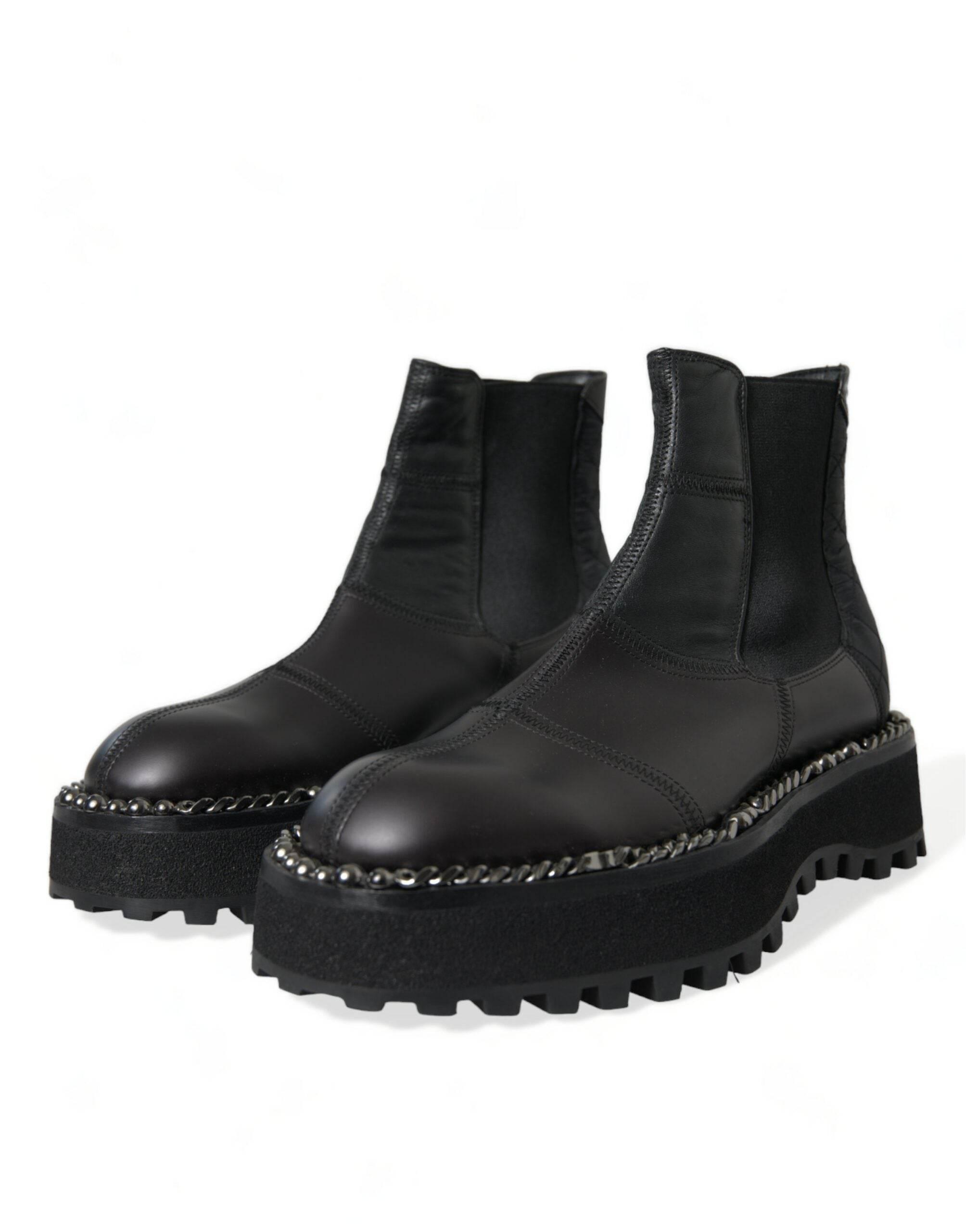 Dolce & Gabbana Elegant Black Chelsea Slip-On Boots - Hilstor