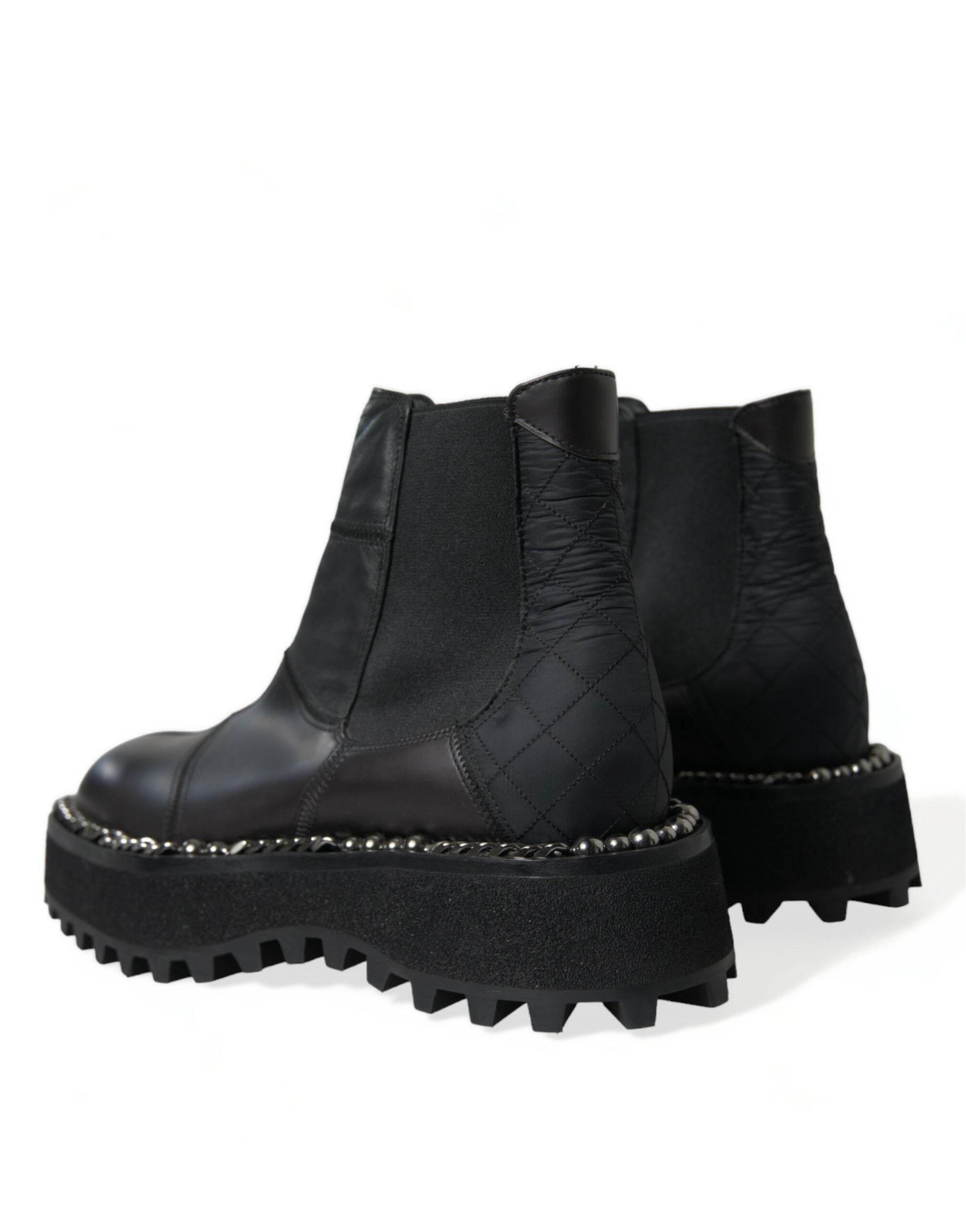 Dolce & Gabbana Elegant Black Chelsea Slip-On Boots - Hilstor