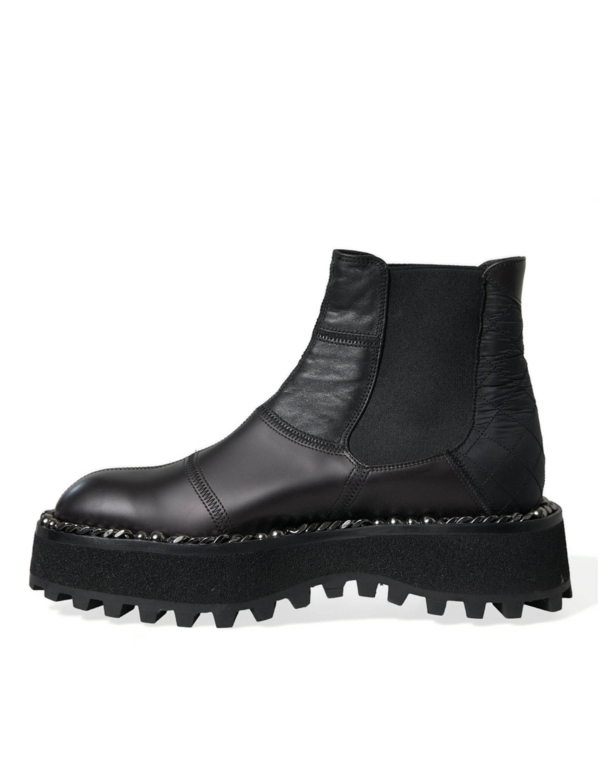 Dolce & Gabbana Elegant Black Chelsea Slip-On Boots - Hilstor