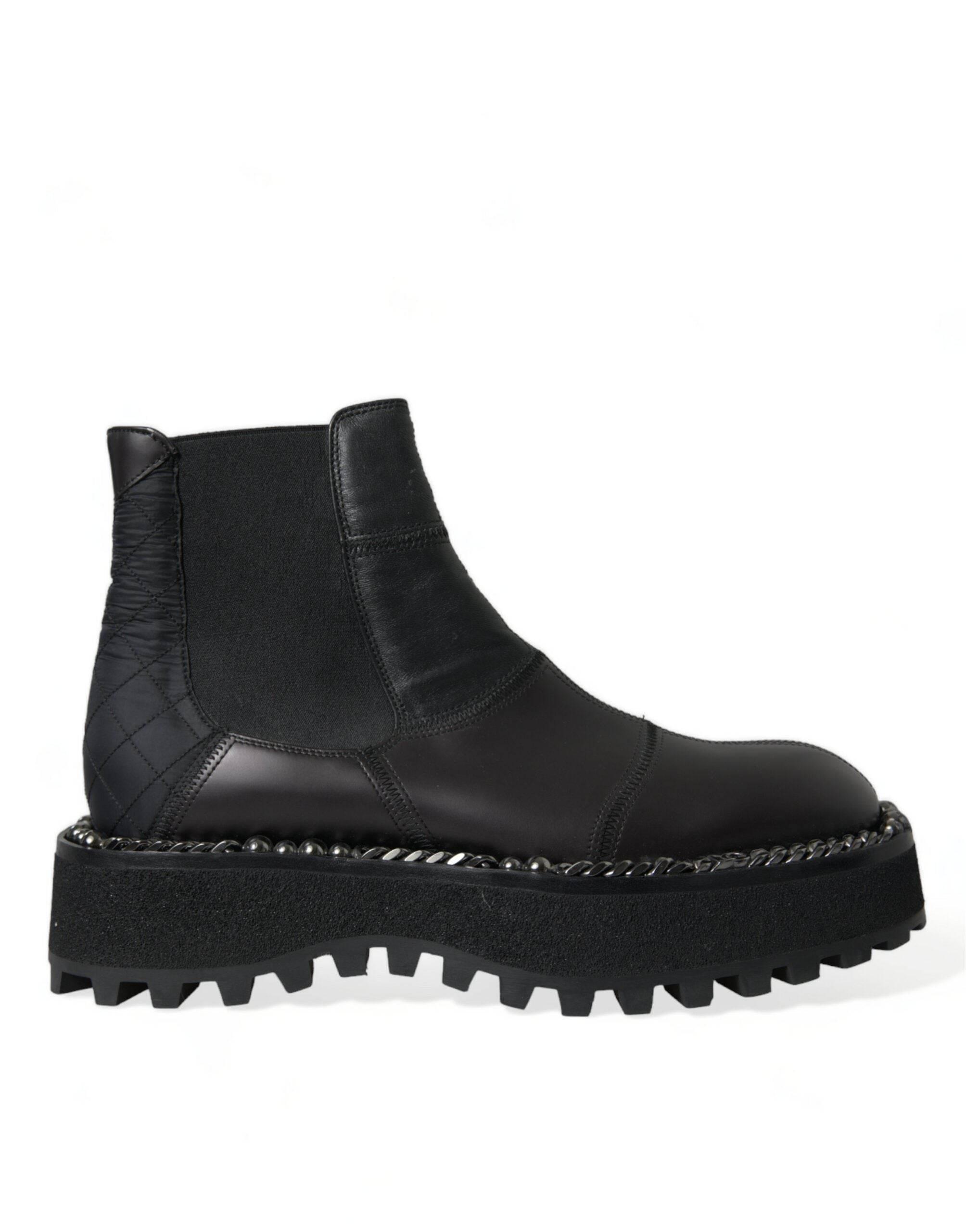 Dolce & Gabbana Elegant Black Chelsea Slip-On Boots - Hilstor