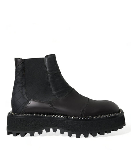 Dolce & Gabbana Elegant Black Chelsea Slip-On Boots - Hilstor