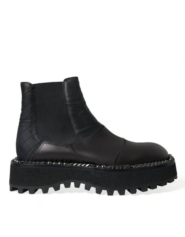 Dolce & Gabbana Elegant Black Chelsea Slip-On Boots - Hilstor