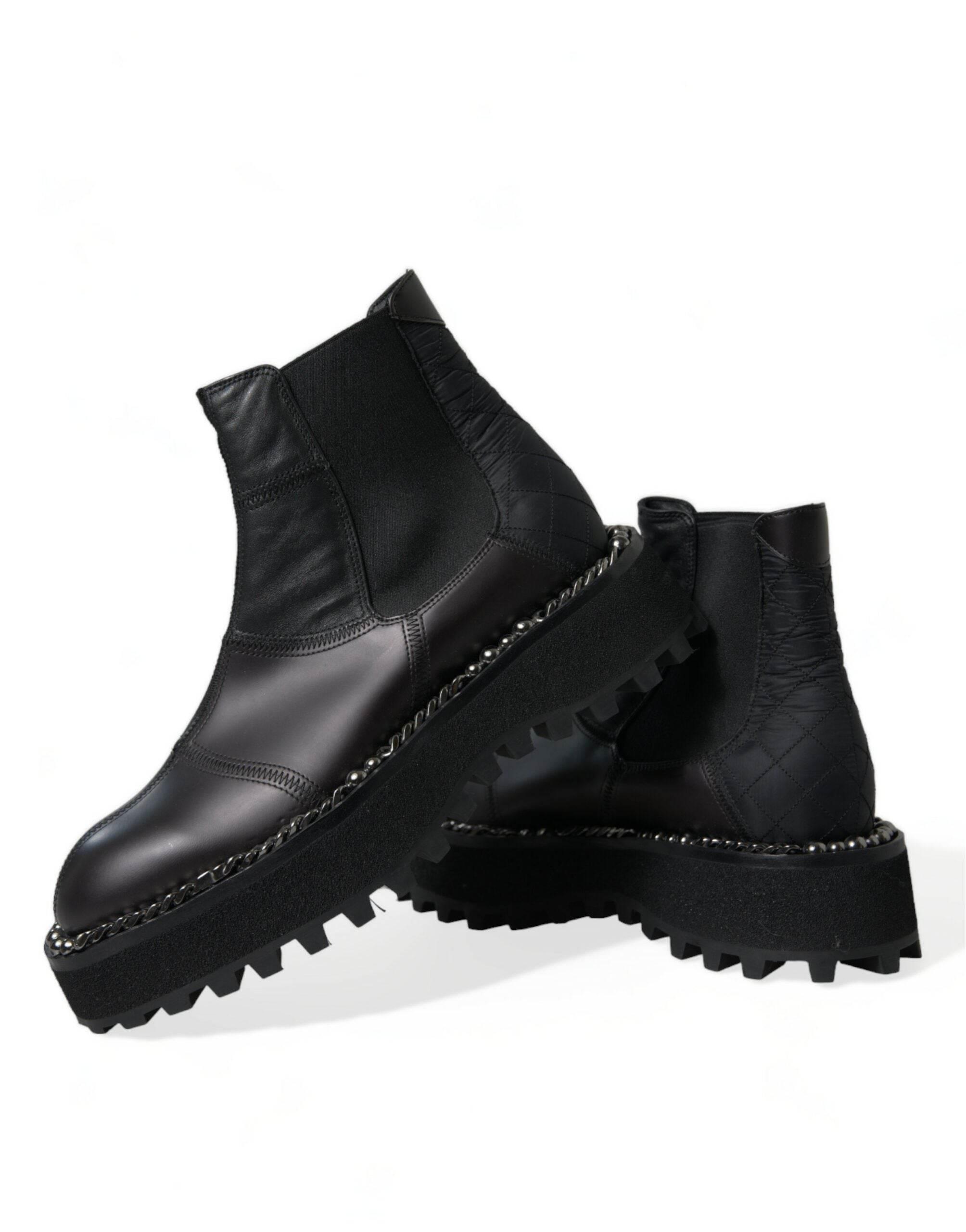 Dolce & Gabbana Elegant Black Chelsea Slip-On Boots - Hilstor