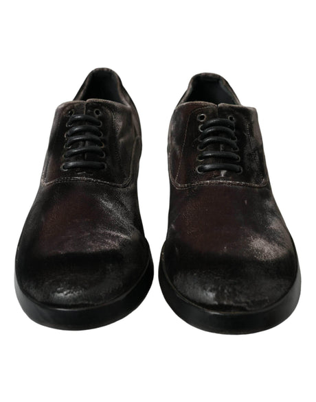 Dolce & Gabbana Elegant Brown Velvet Oxford Lace-up Shoes - Hilstor