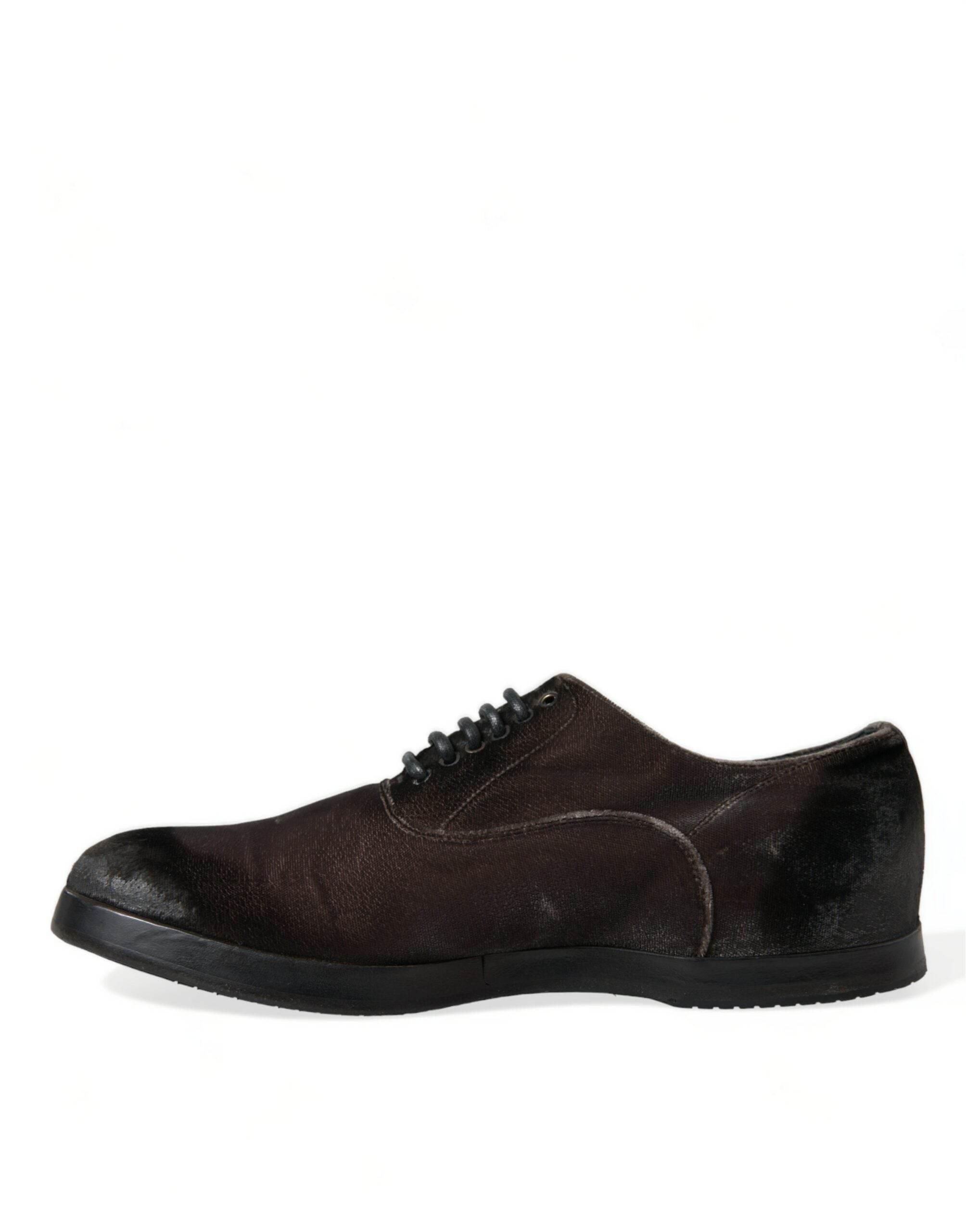 Dolce & Gabbana Elegant Brown Velvet Oxford Lace-up Shoes - Hilstor