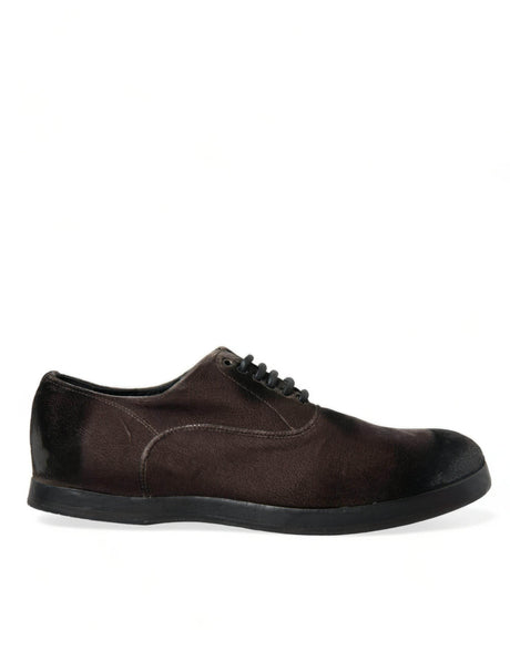 Dolce & Gabbana Elegant Brown Velvet Oxford Lace-up Shoes - Hilstor