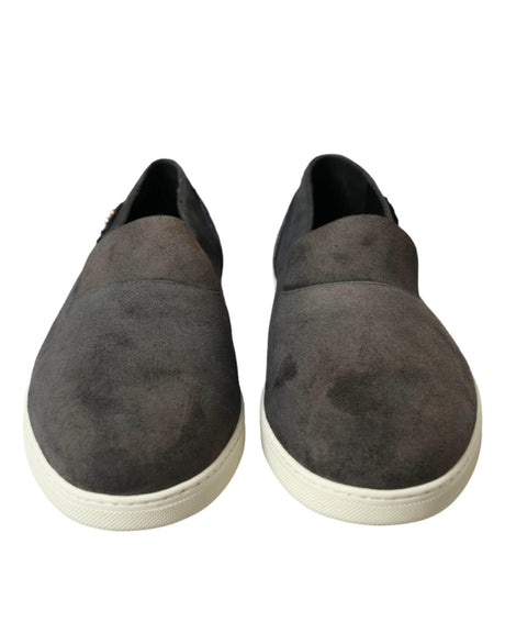 Dolce & Gabbana Elegant Blue Suede & Crocodile Slippers - Hilstor
