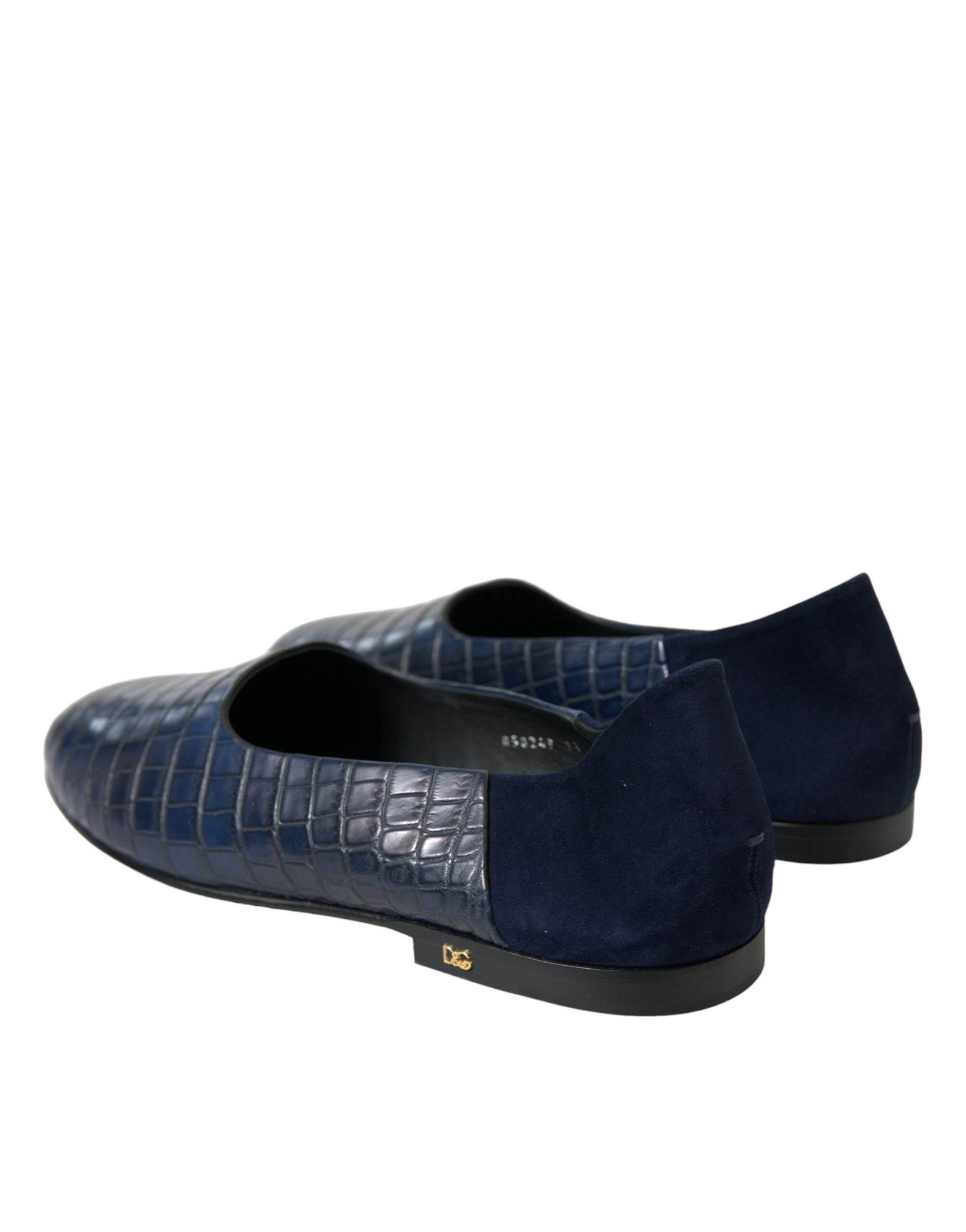 Dolce & Gabbana Elegant Blue Crocodile Leather Loafers - Hilstor