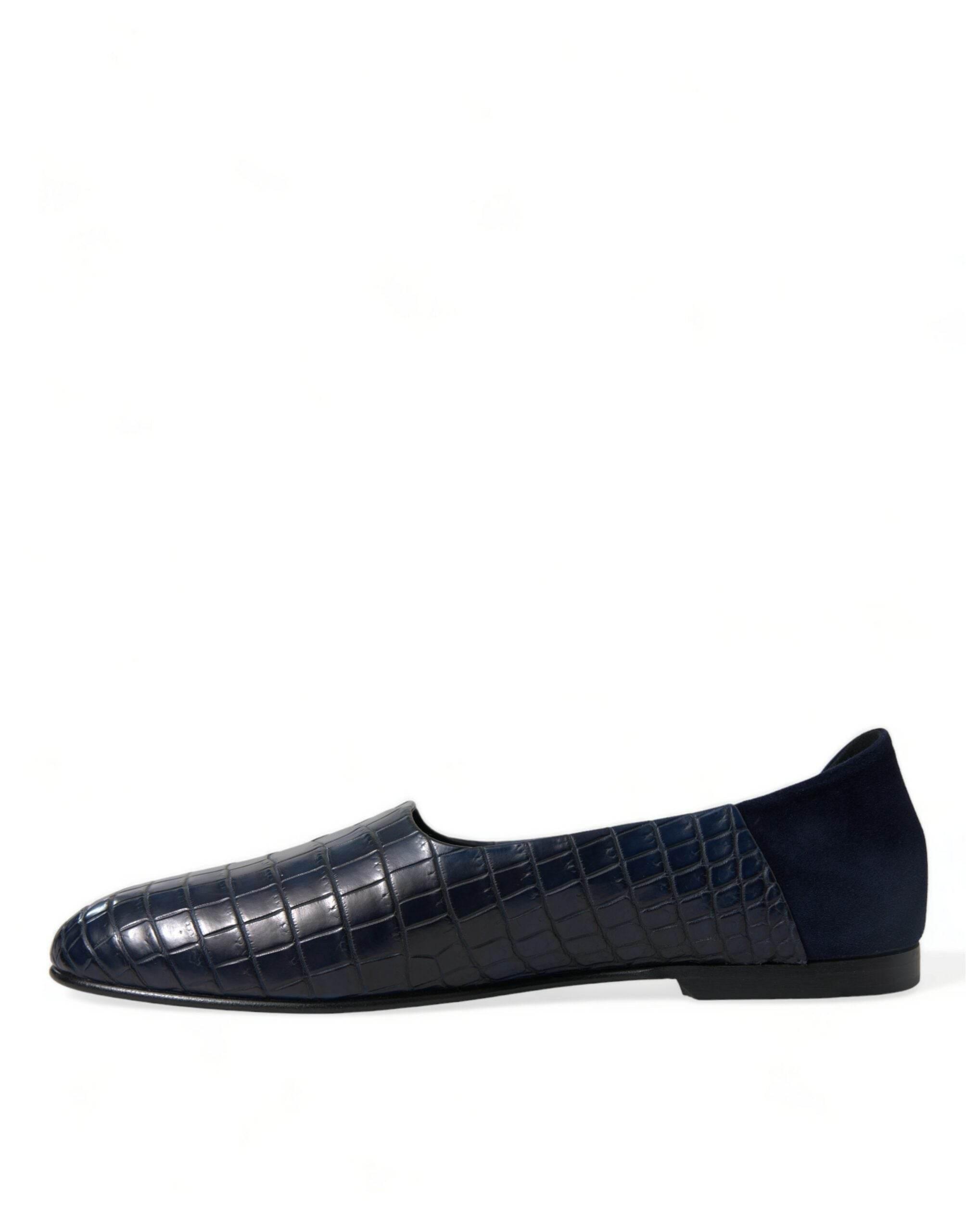 Dolce & Gabbana Elegant Blue Crocodile Leather Loafers - Hilstor