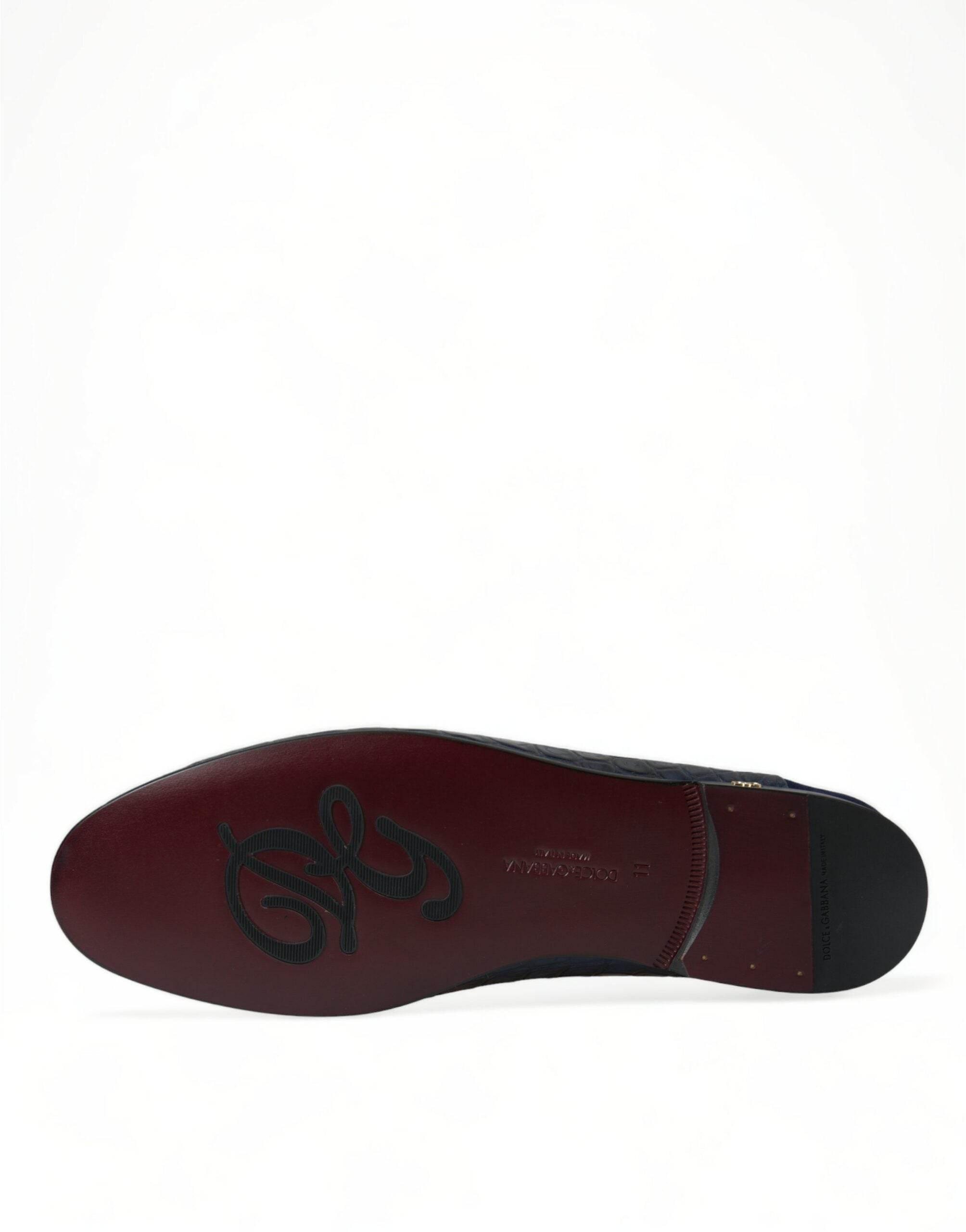 Dolce & Gabbana Elegant Blue Crocodile Leather Loafers - Hilstor