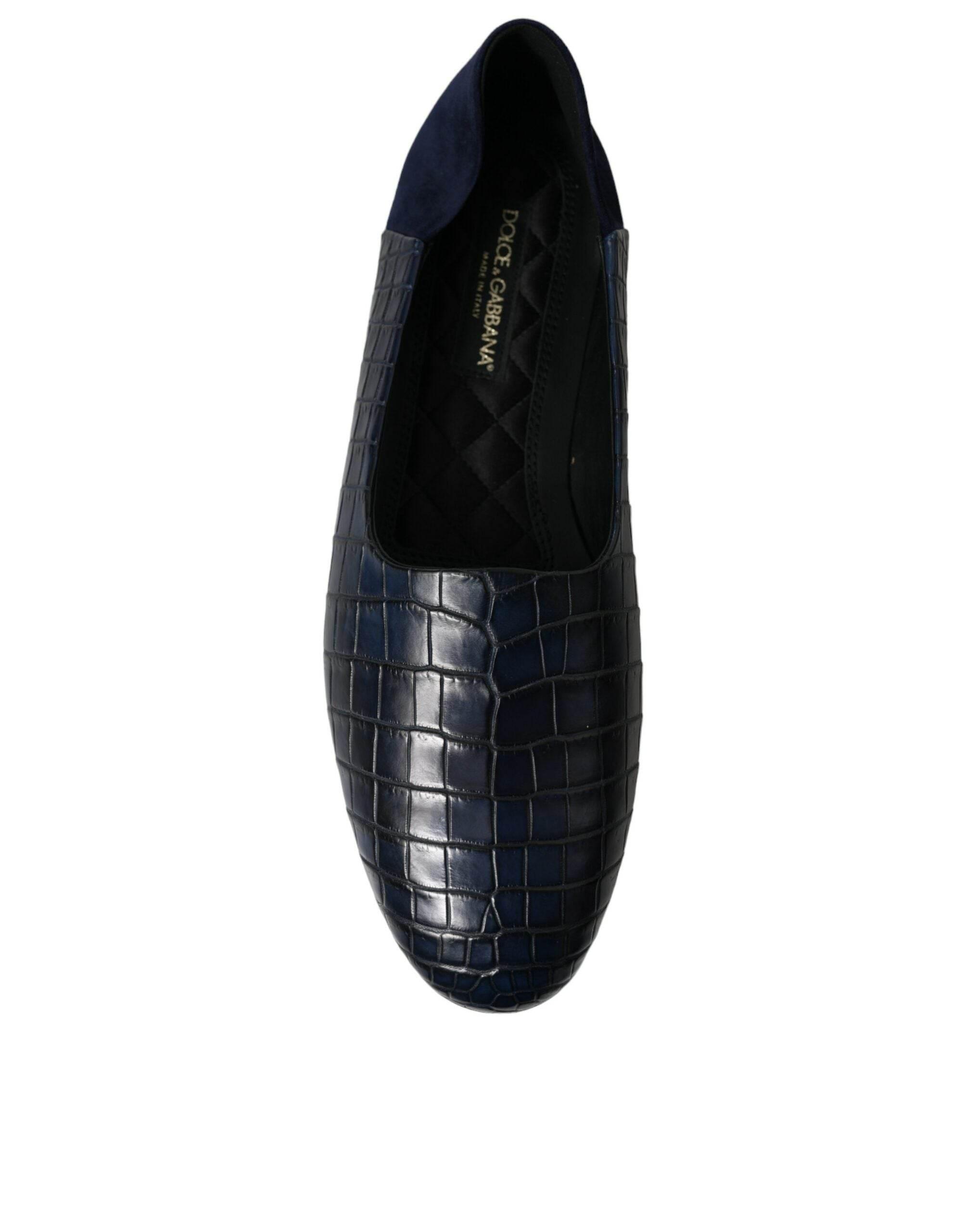 Dolce & Gabbana Elegant Blue Crocodile Leather Loafers - Hilstor