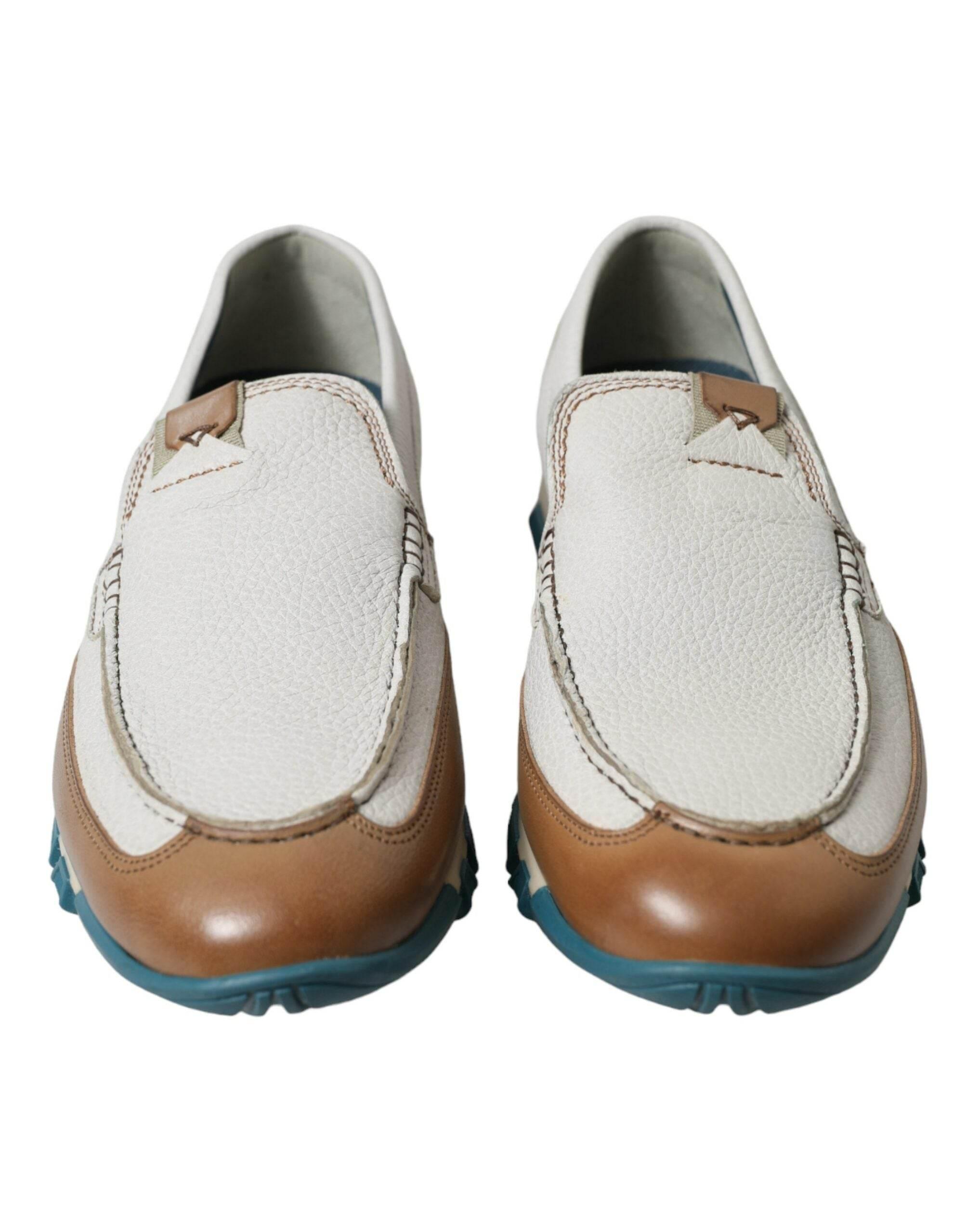 Dolce & Gabbana Elegant White Deerskin Loafers - Hilstor