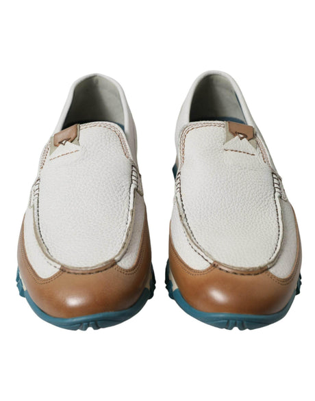 Dolce & Gabbana Elegant White Deerskin Loafers - Hilstor