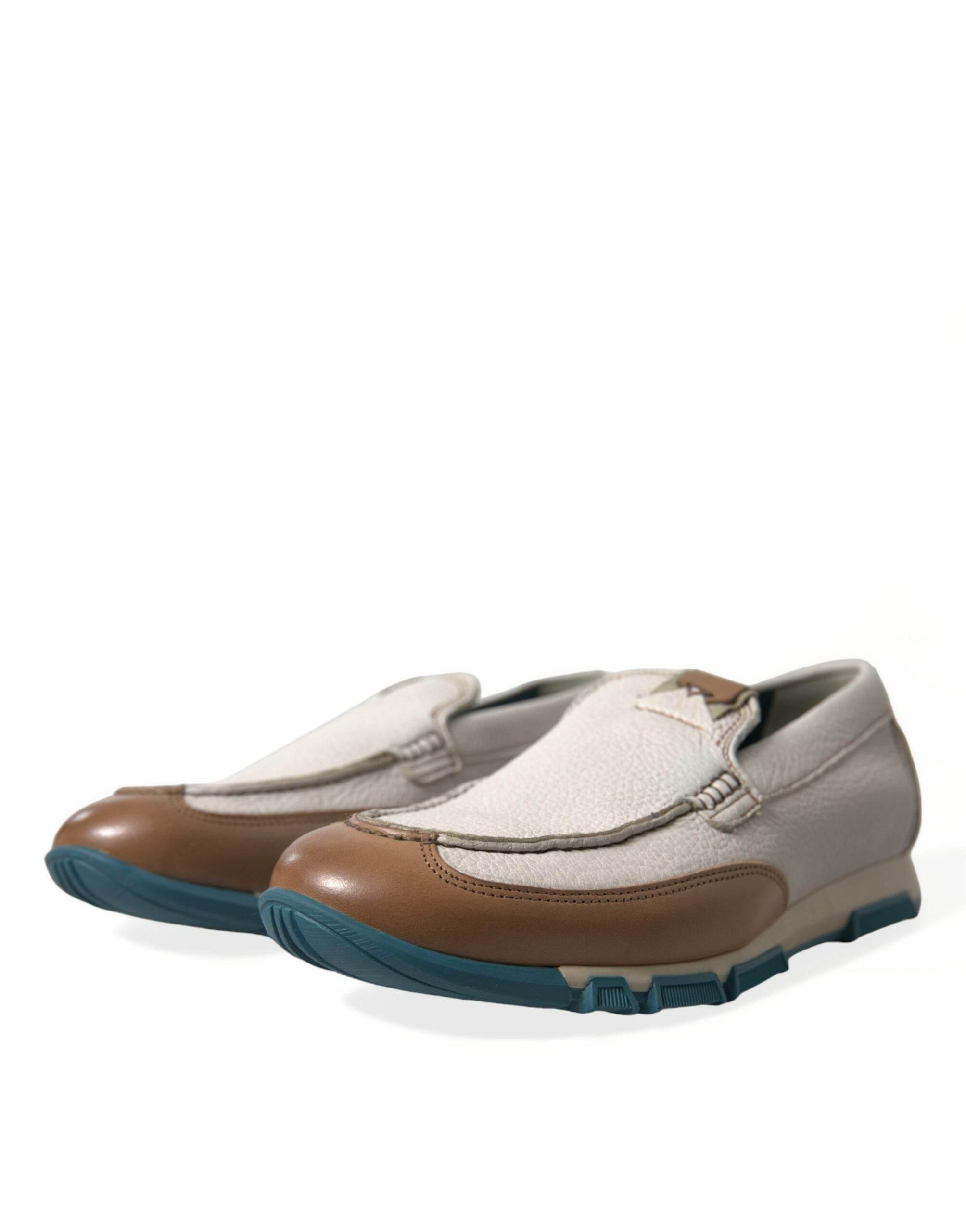 Dolce & Gabbana Elegant White Deerskin Loafers - Hilstor