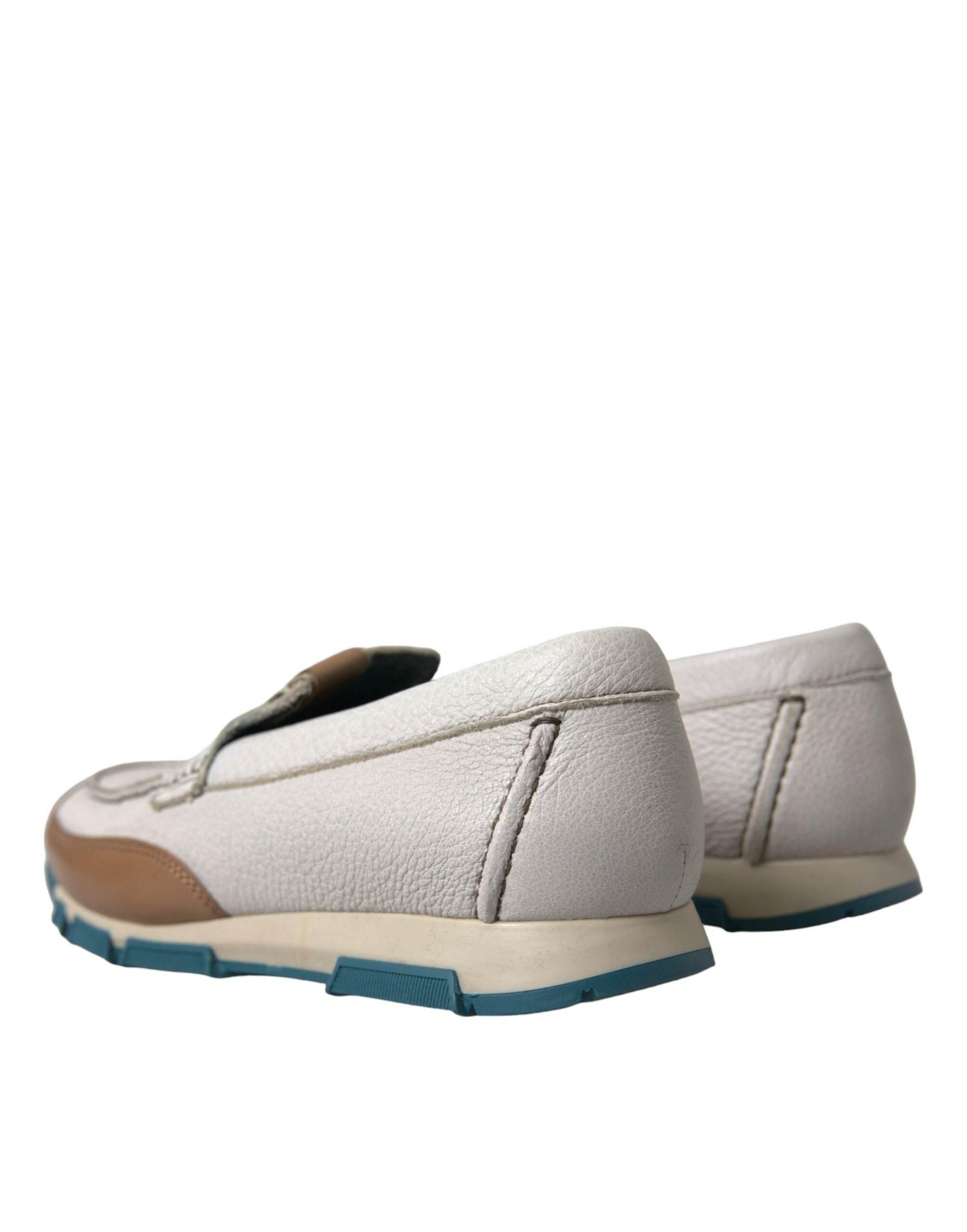 Dolce & Gabbana Elegant White Deerskin Loafers - Hilstor