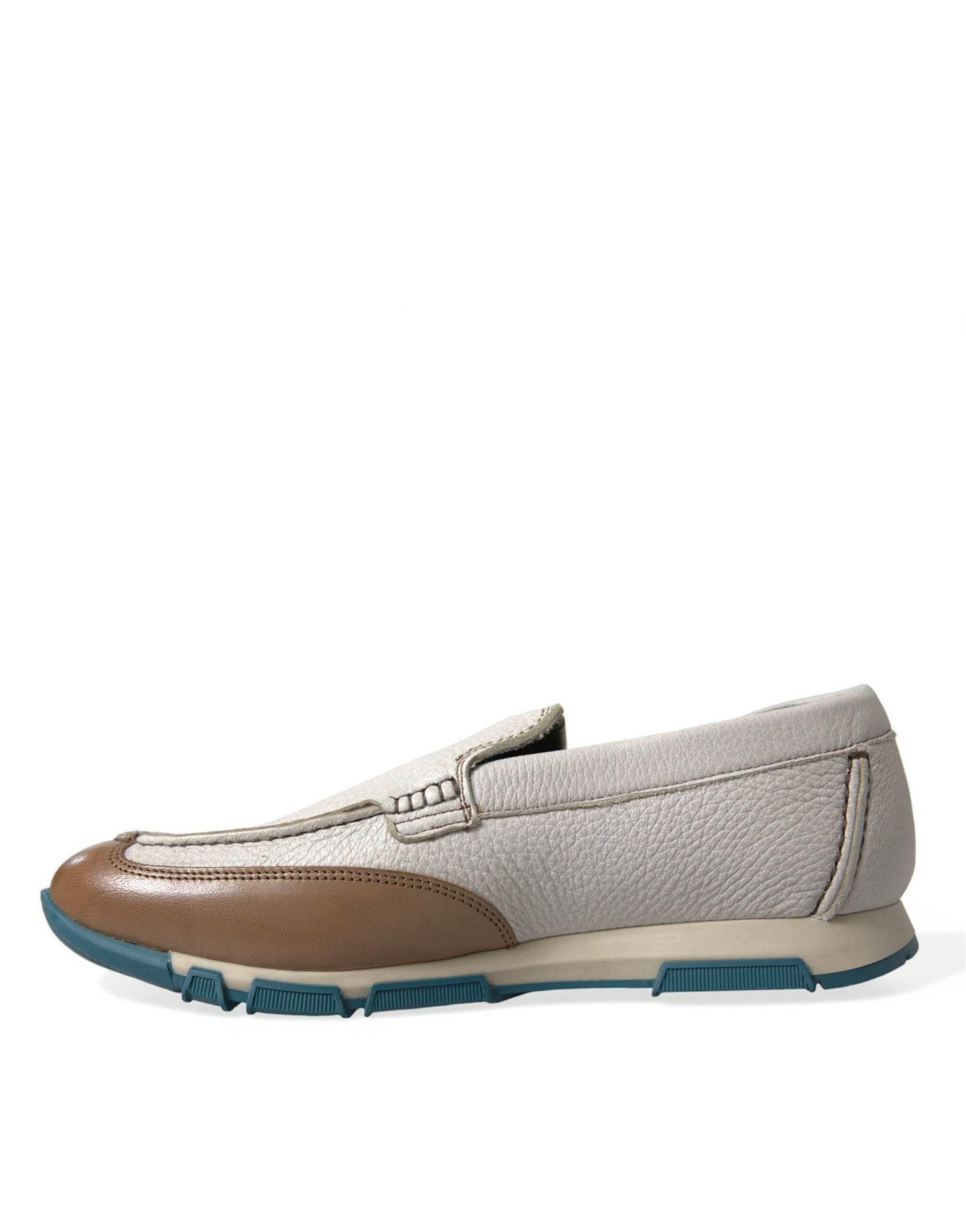 Dolce & Gabbana Elegant White Deerskin Loafers - Hilstor