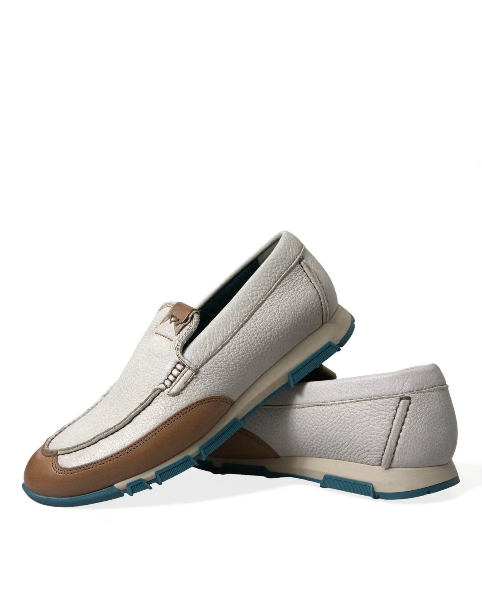 Dolce & Gabbana Elegant White Deerskin Loafers - Hilstor
