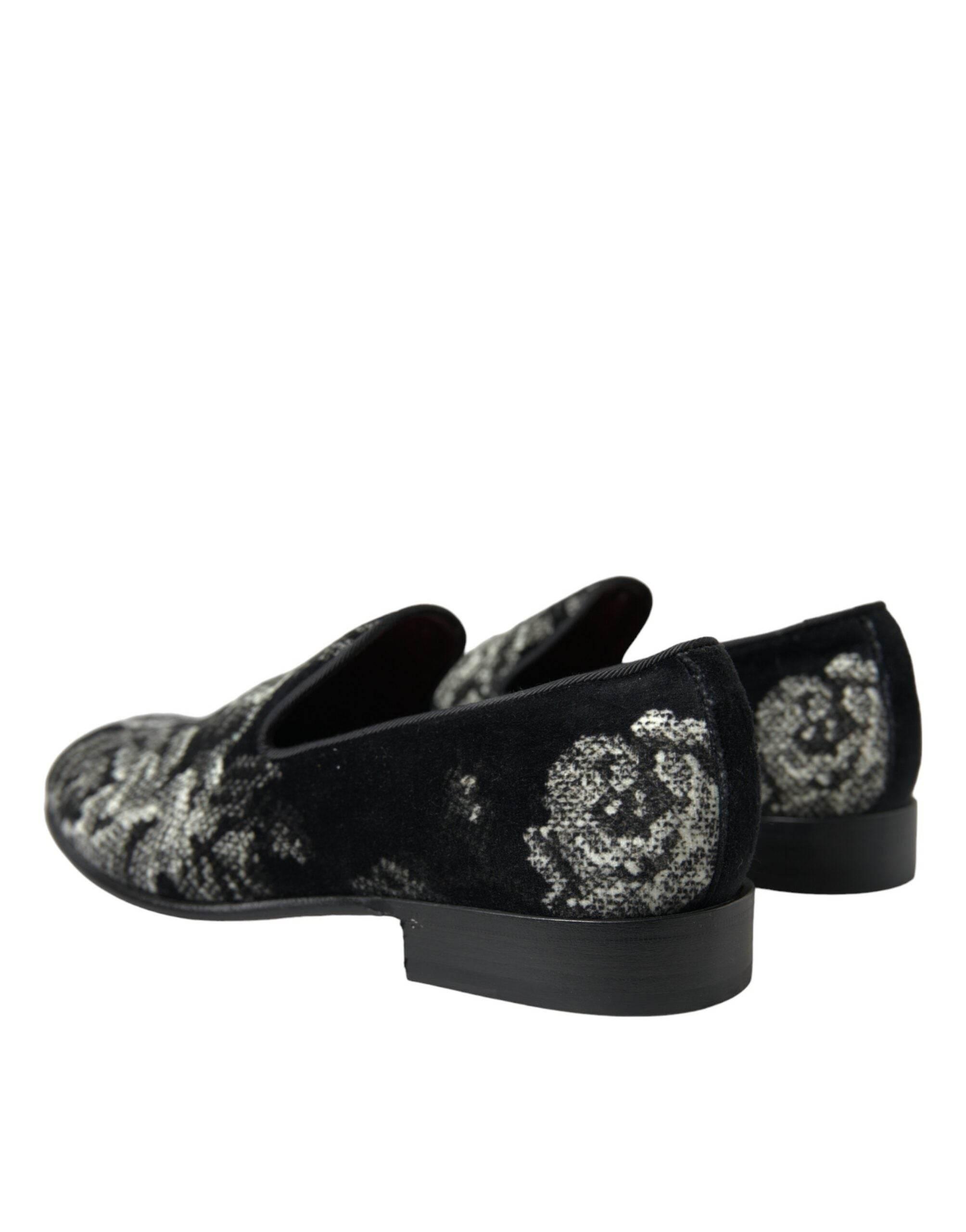 Dolce & Gabbana Elegant Floral Velvet Loafers - Hilstor