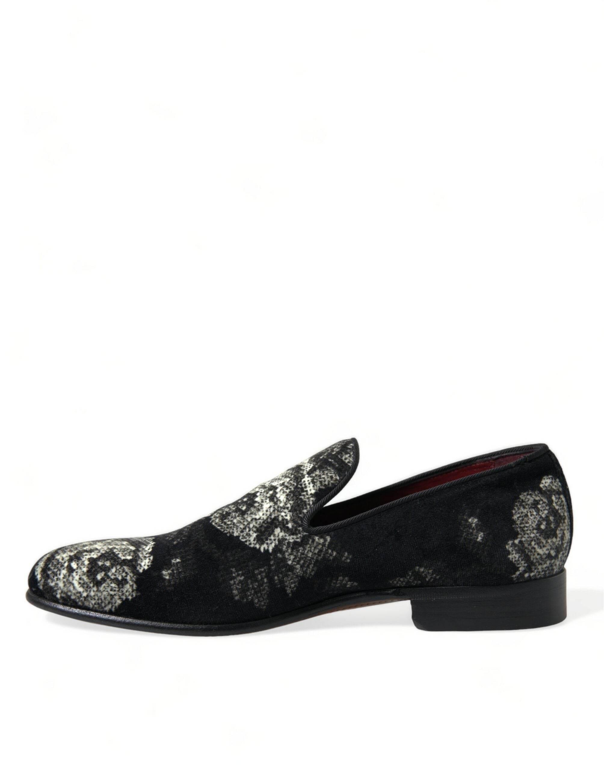 Dolce & Gabbana Elegant Floral Velvet Loafers - Hilstor