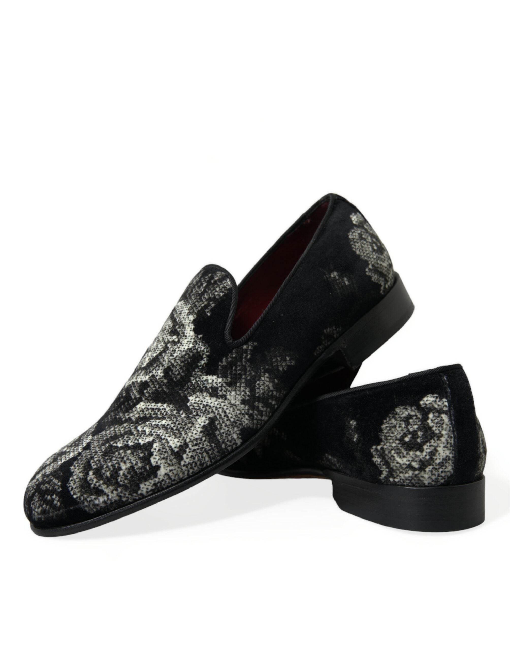 Dolce & Gabbana Elegant Floral Velvet Loafers - Hilstor