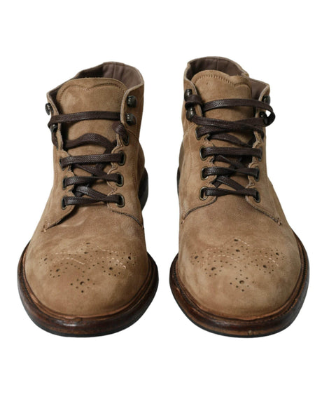 Dolce & Gabbana Elegant Leather Ankle Lace-Up Boots - Hilstor