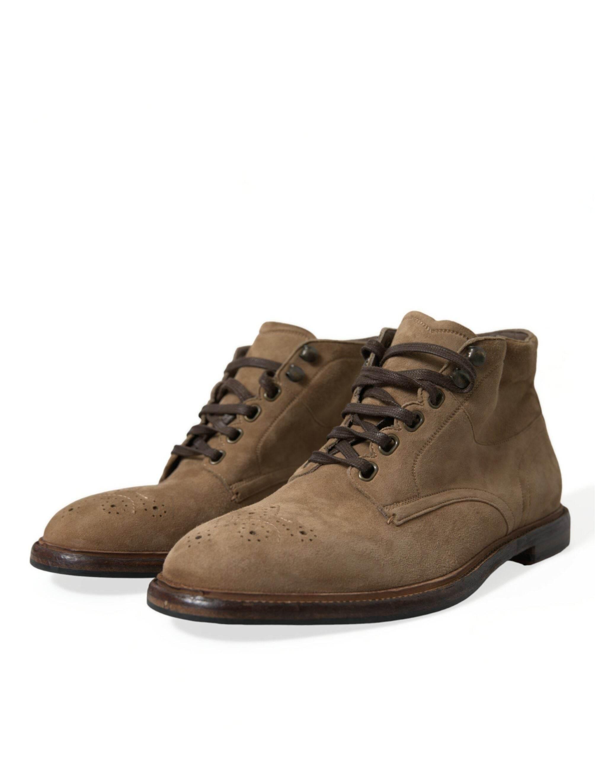 Dolce & Gabbana Elegant Leather Ankle Lace-Up Boots - Hilstor