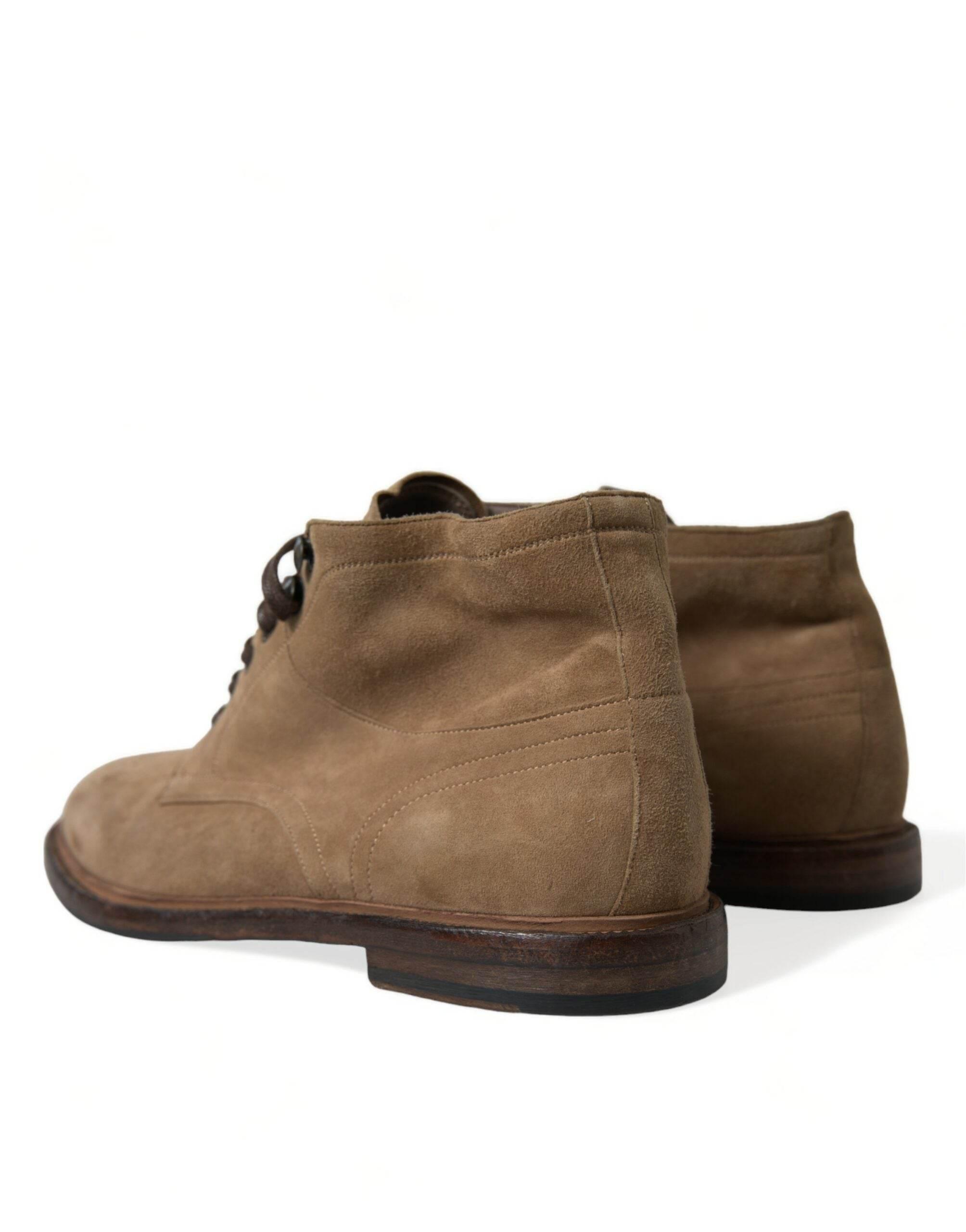 Dolce & Gabbana Elegant Leather Ankle Lace-Up Boots - Hilstor
