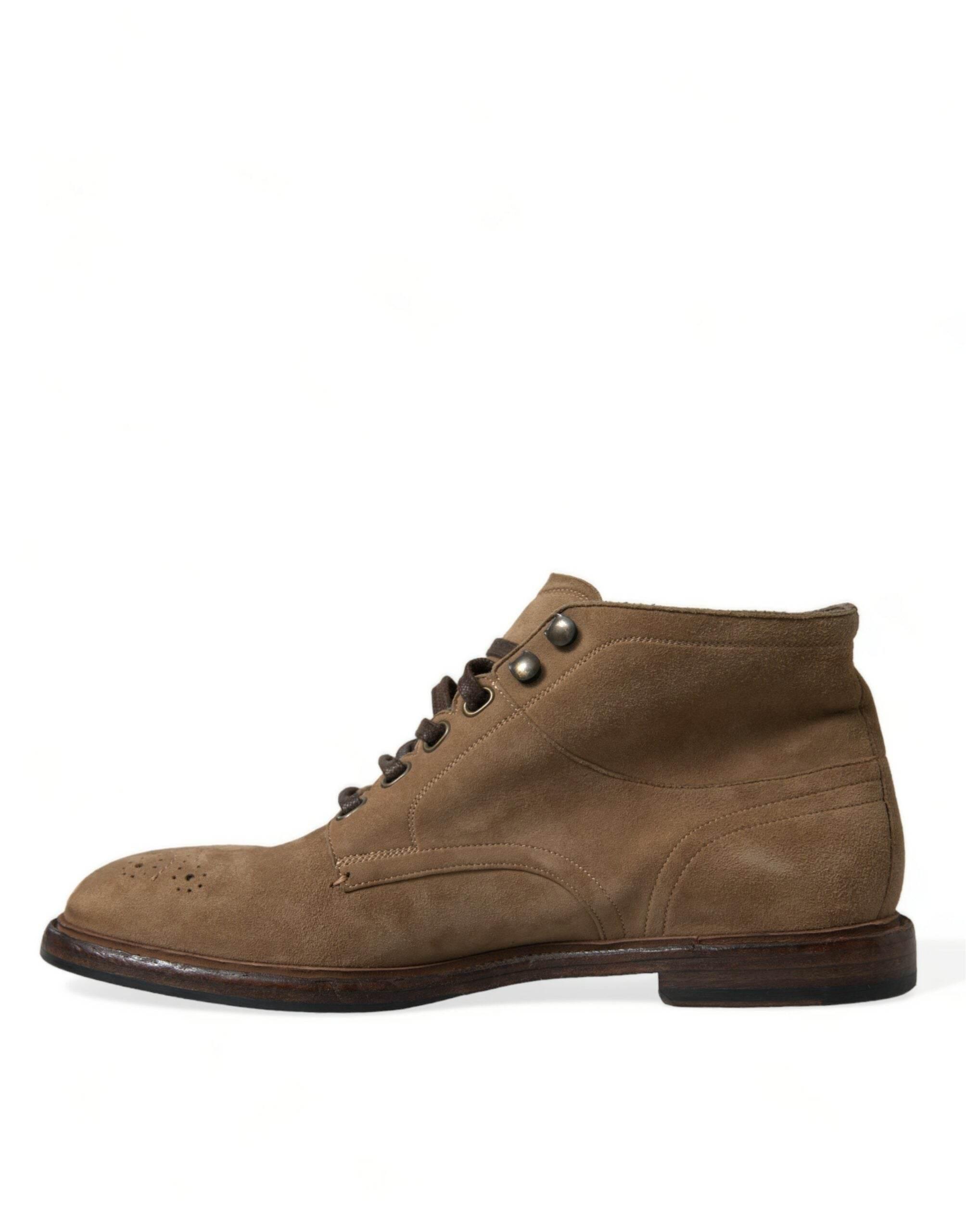 Dolce & Gabbana Elegant Leather Ankle Lace-Up Boots - Hilstor