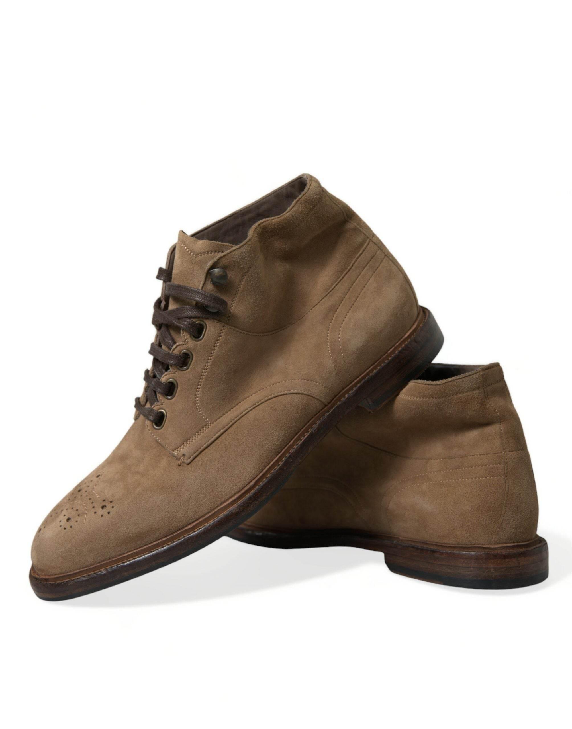Dolce & Gabbana Elegant Leather Ankle Lace-Up Boots - Hilstor