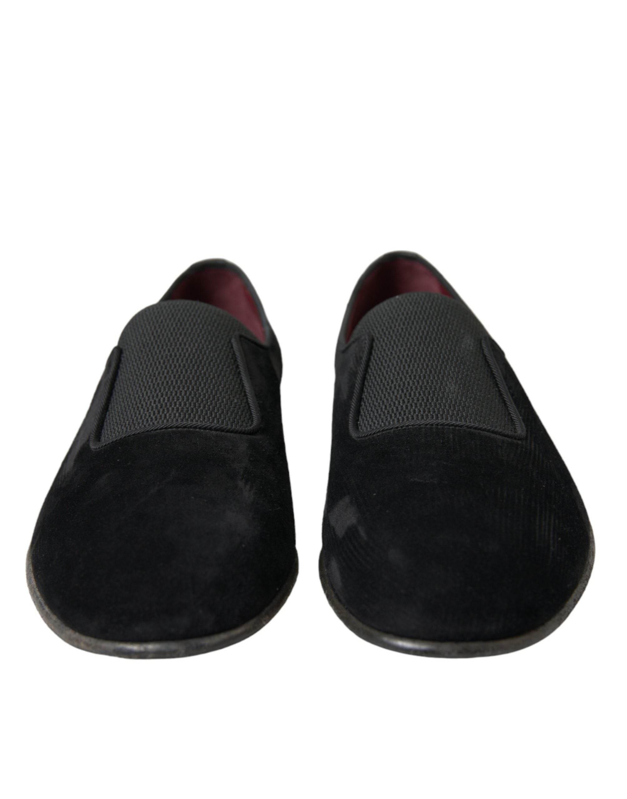 Dolce & Gabbana Elegant Black Velor Loafers for the Discerning Gentleman - Hilstor