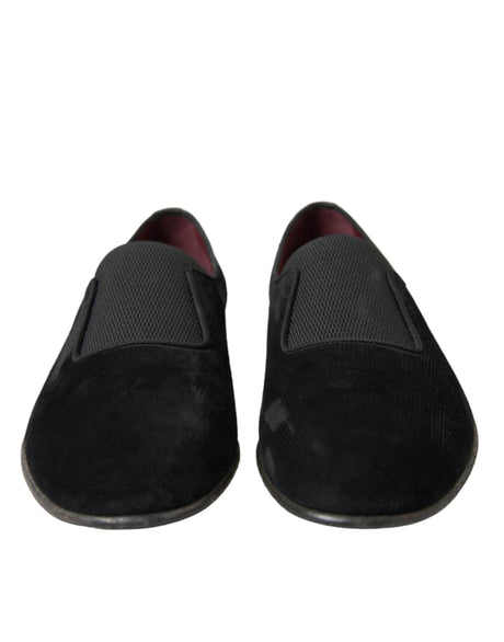 Dolce & Gabbana Elegant Black Velor Loafers for the Discerning Gentleman - Hilstor