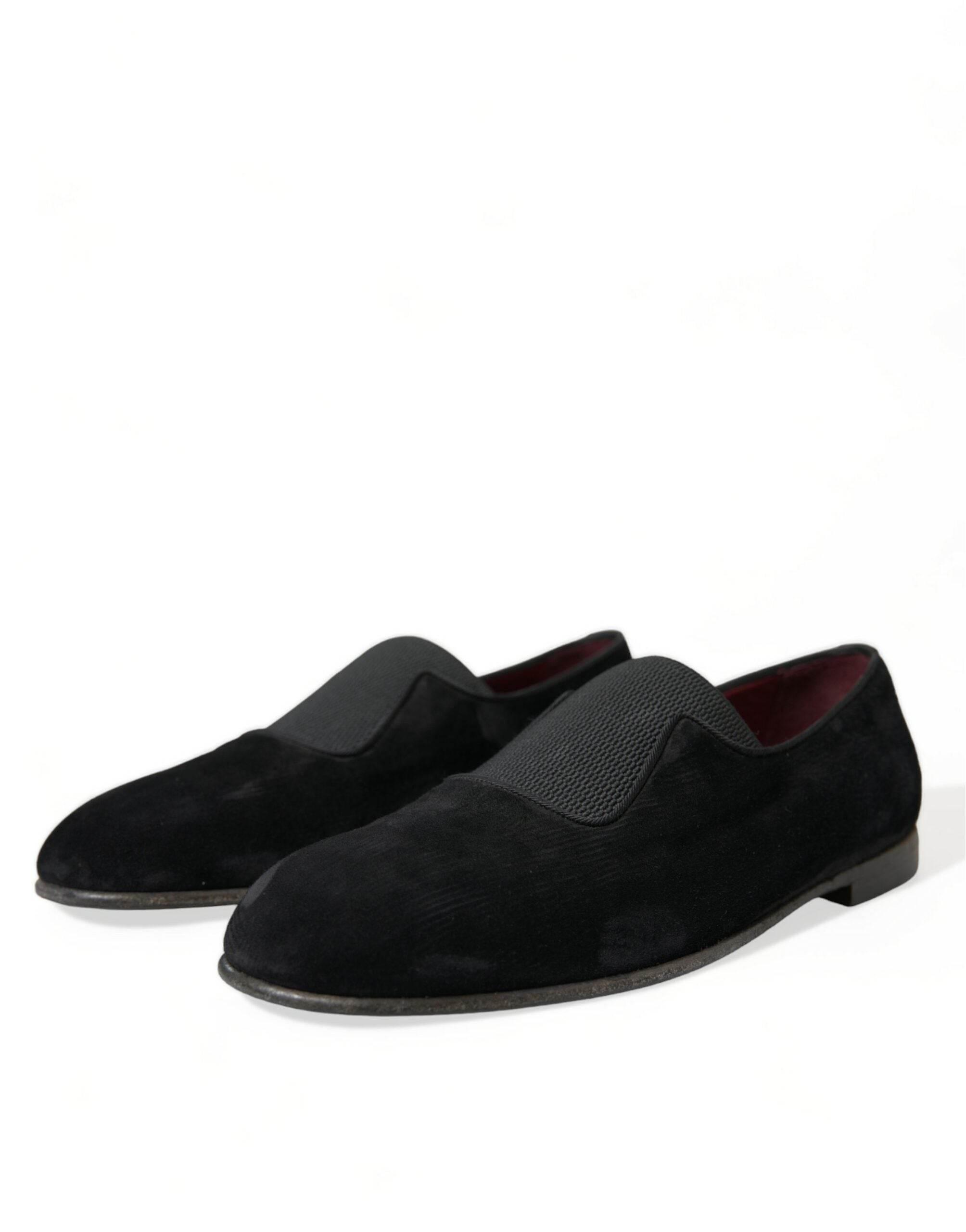 Dolce & Gabbana Elegant Black Velor Loafers for the Discerning Gentleman - Hilstor