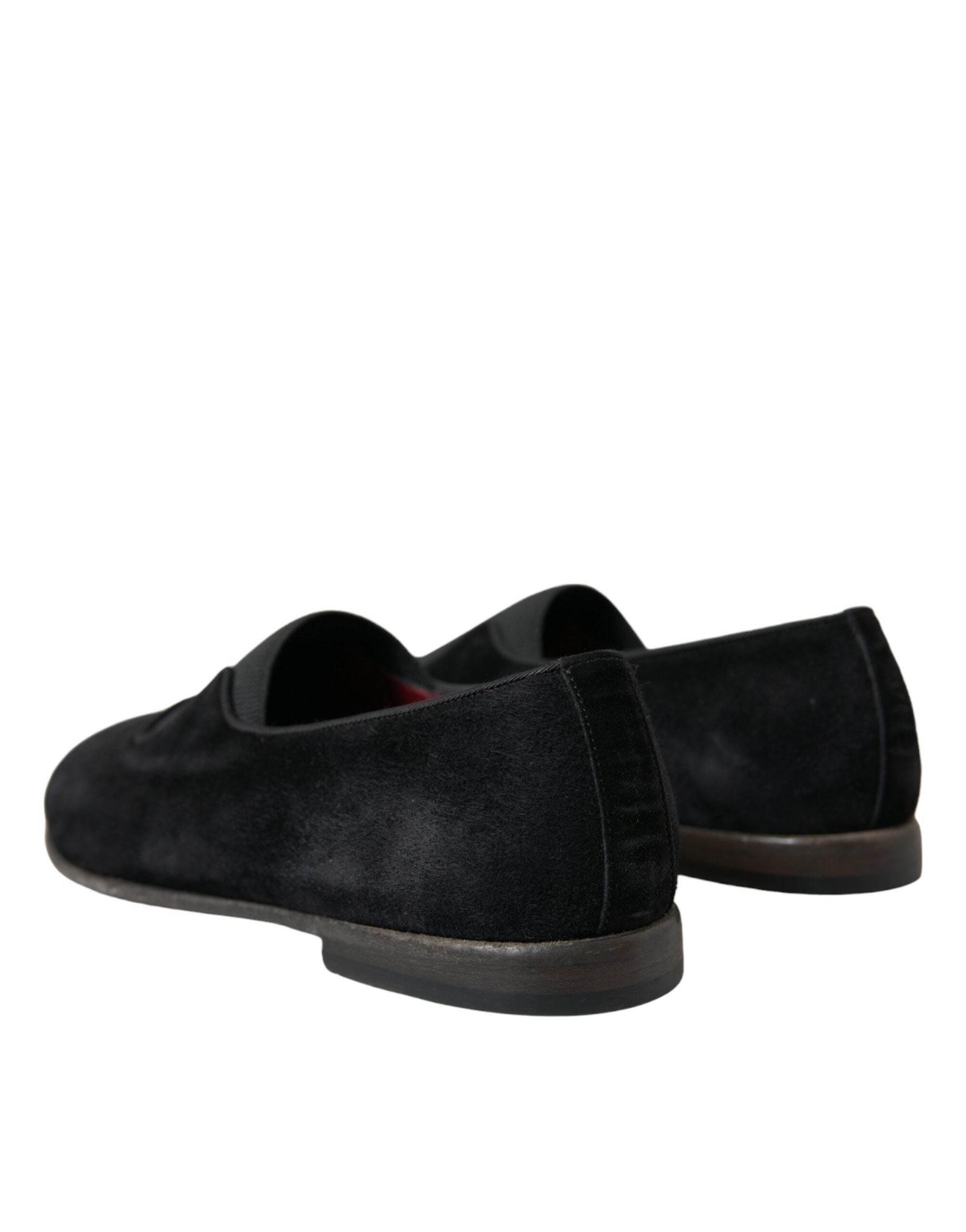 Dolce & Gabbana Elegant Black Velor Loafers for the Discerning Gentleman - Hilstor
