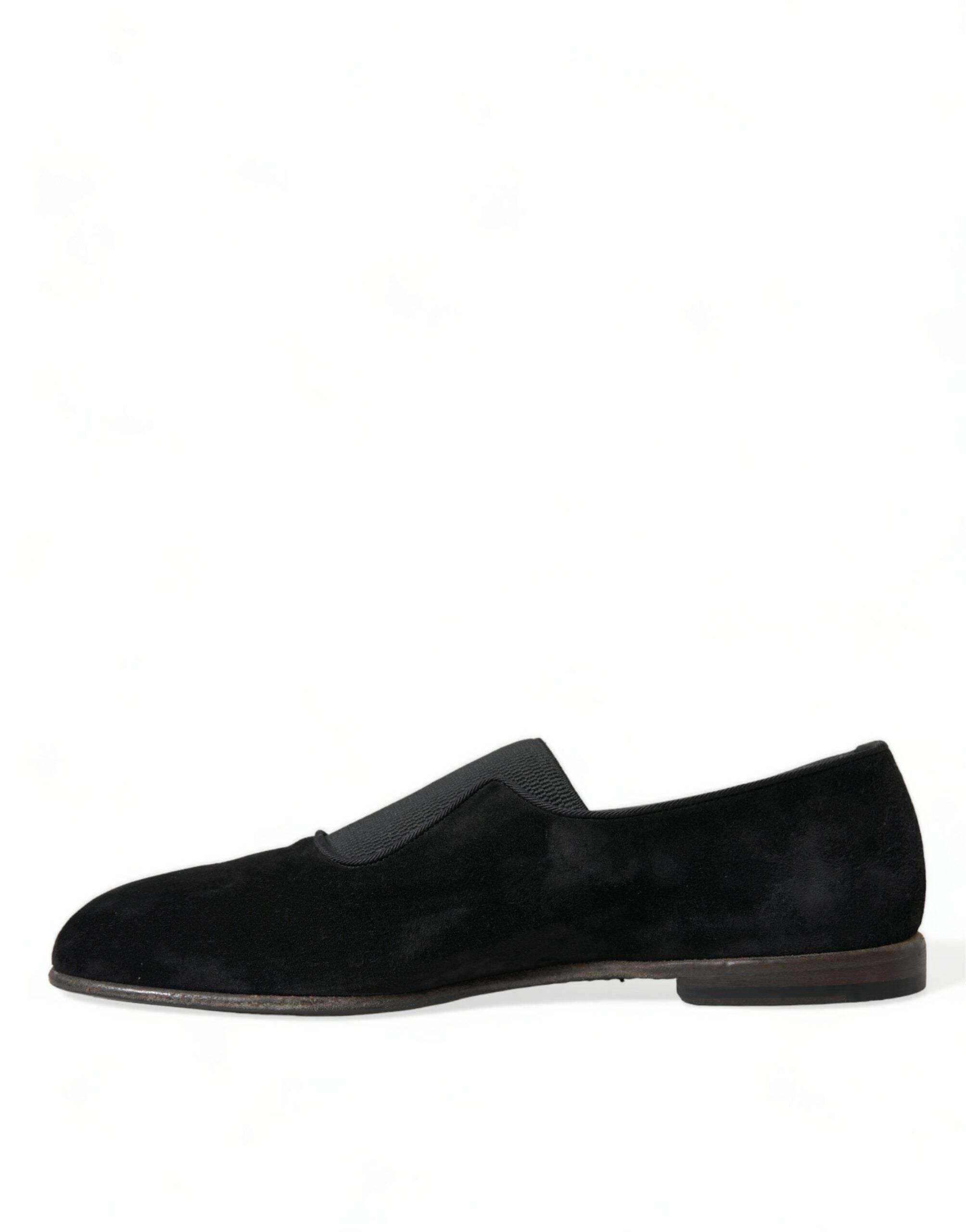 Dolce & Gabbana Elegant Black Velor Loafers for the Discerning Gentleman - Hilstor