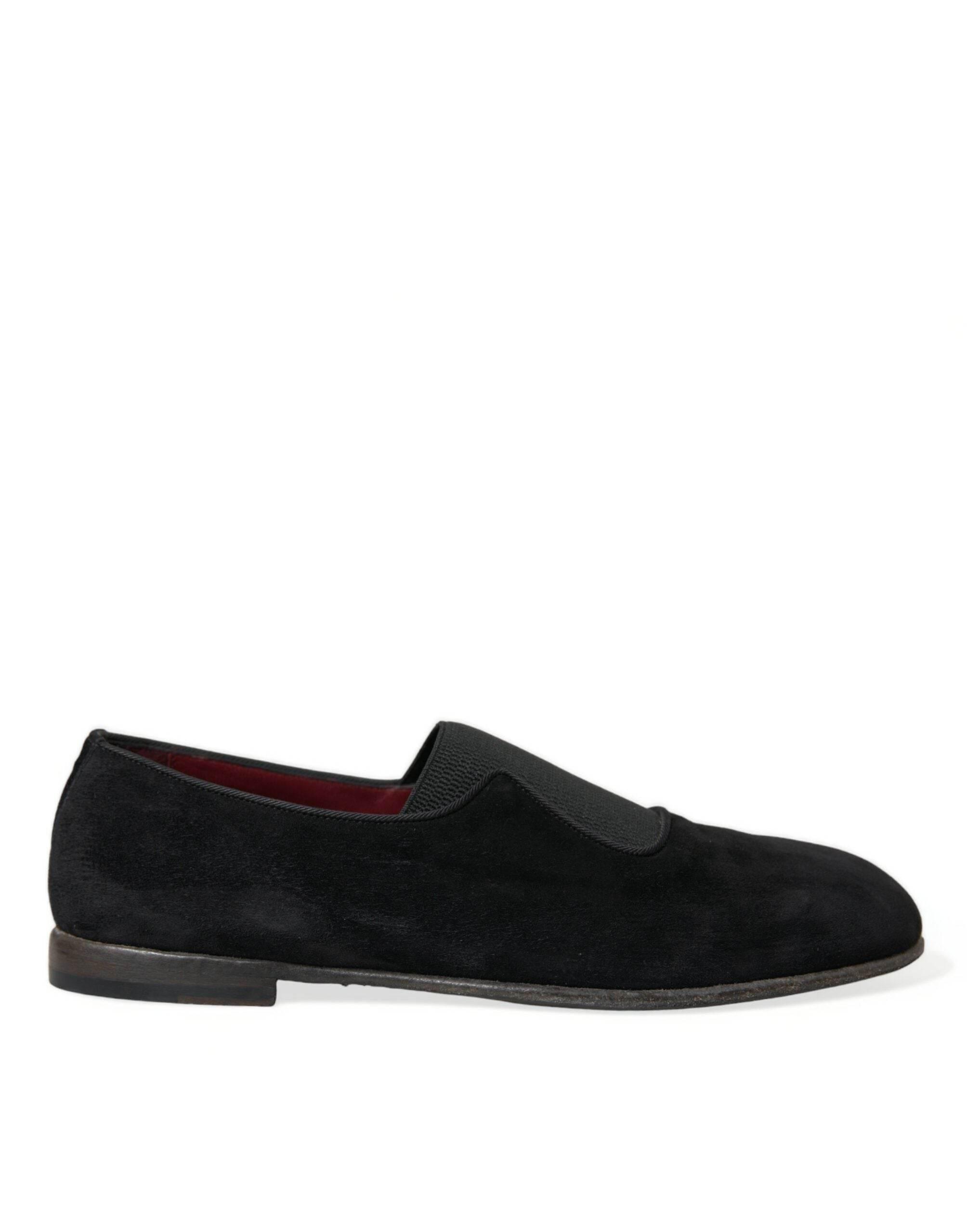 Dolce & Gabbana Elegant Black Velor Loafers for the Discerning Gentleman - Hilstor