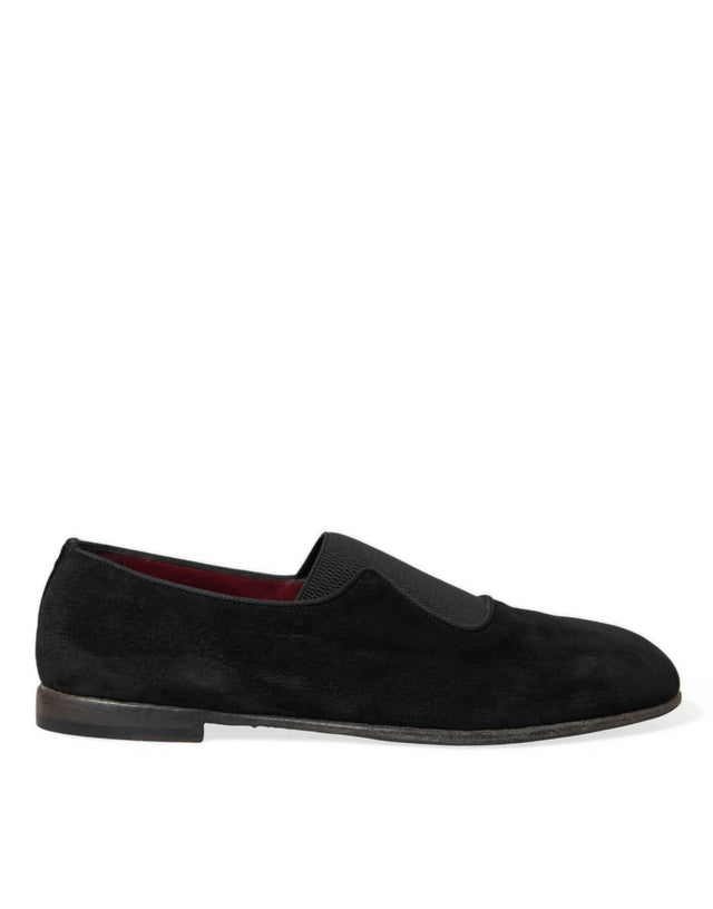 Dolce & Gabbana Elegant Black Velor Loafers for the Discerning Gentleman - Hilstor
