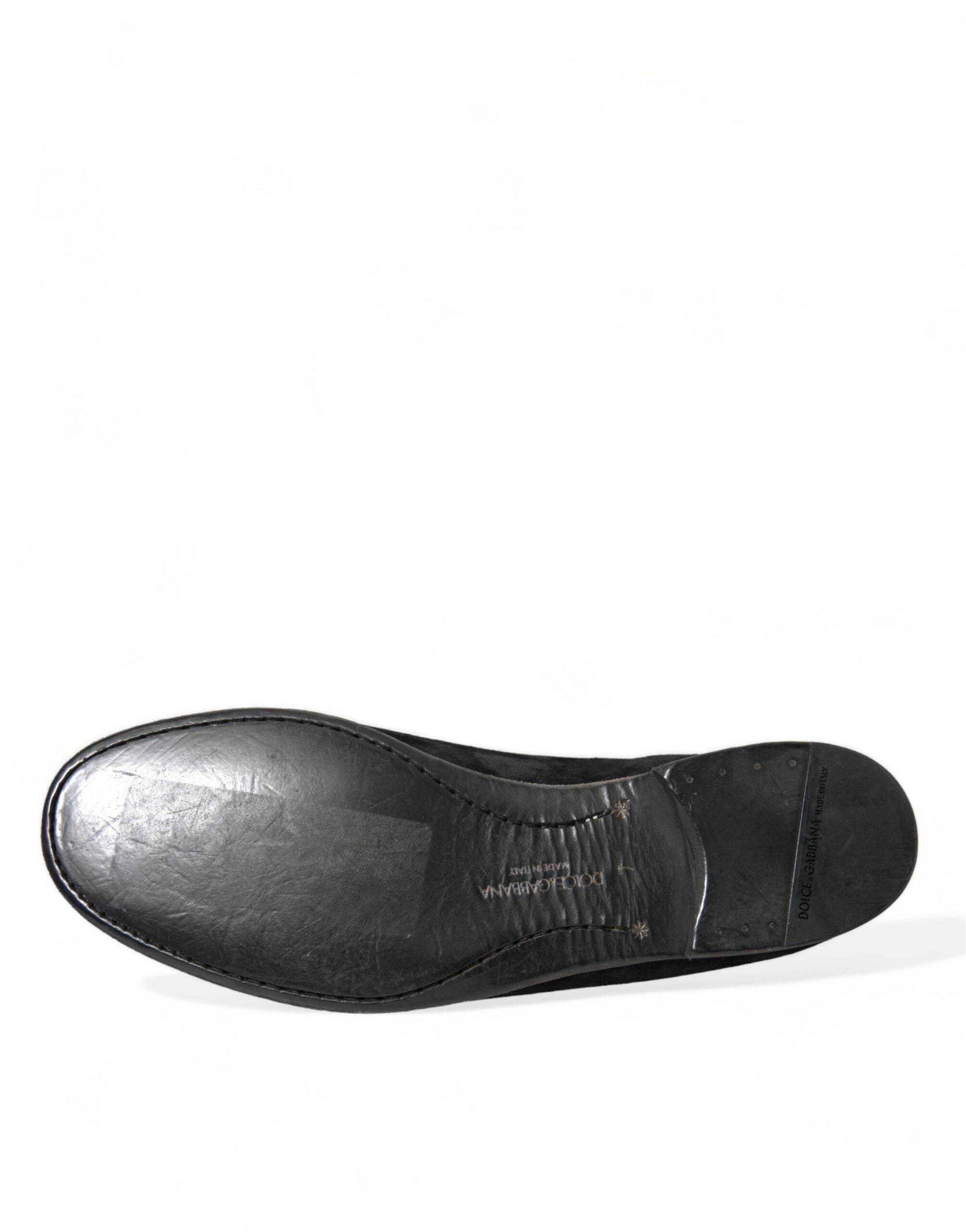 Dolce & Gabbana Elegant Black Velor Loafers for the Discerning Gentleman - Hilstor