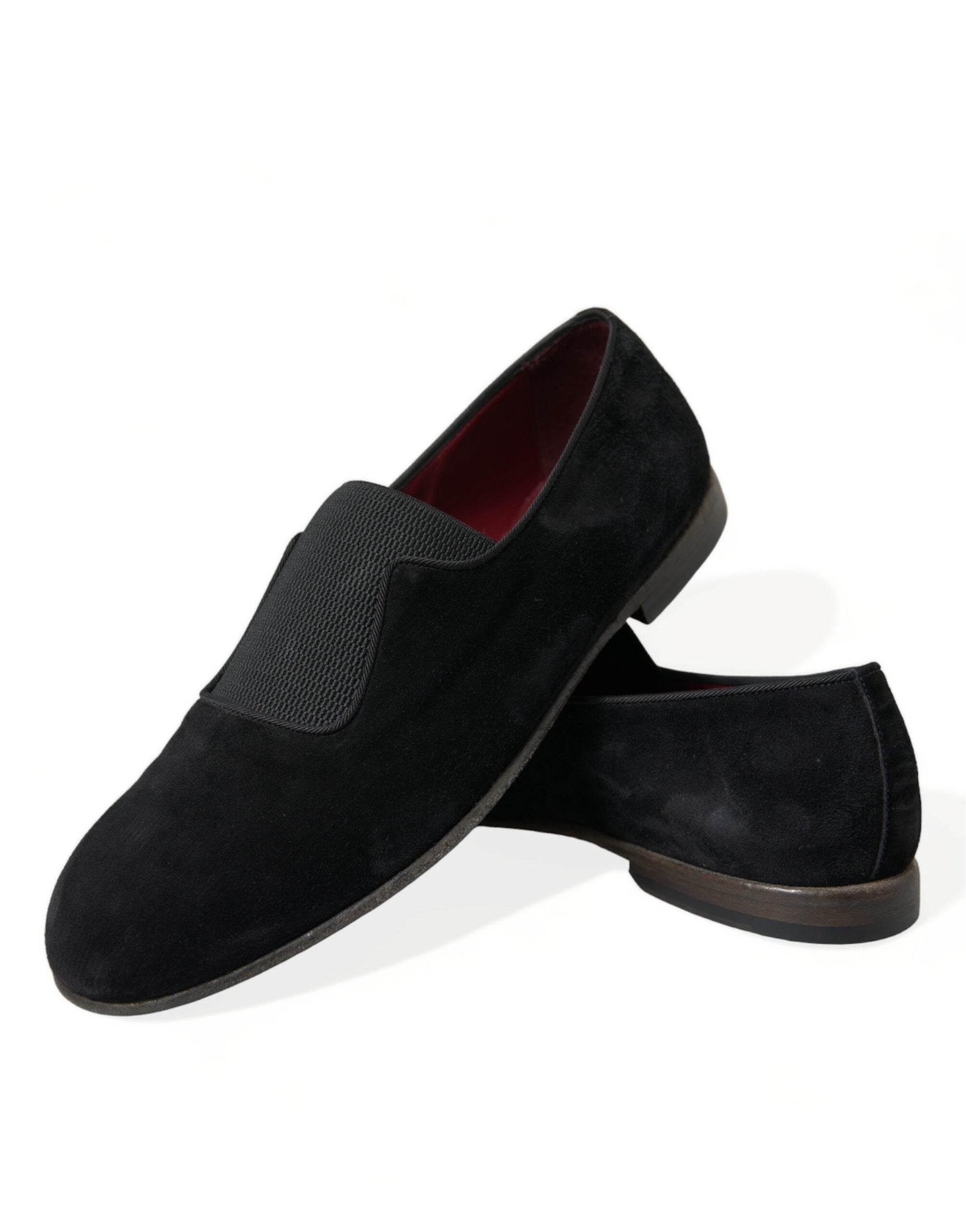 Dolce & Gabbana Elegant Black Velor Loafers for the Discerning Gentleman - Hilstor