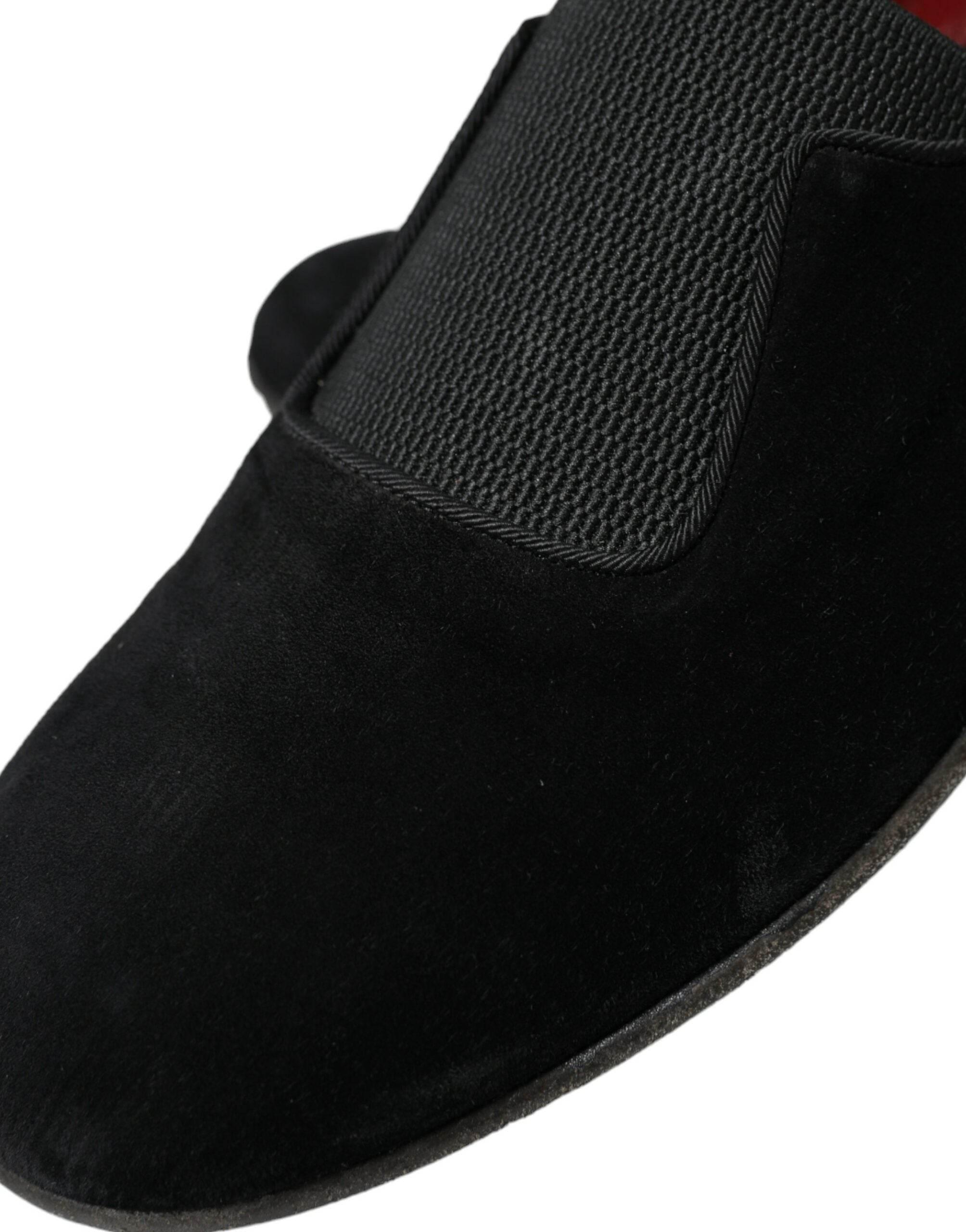 Dolce & Gabbana Elegant Black Velor Loafers for the Discerning Gentleman - Hilstor