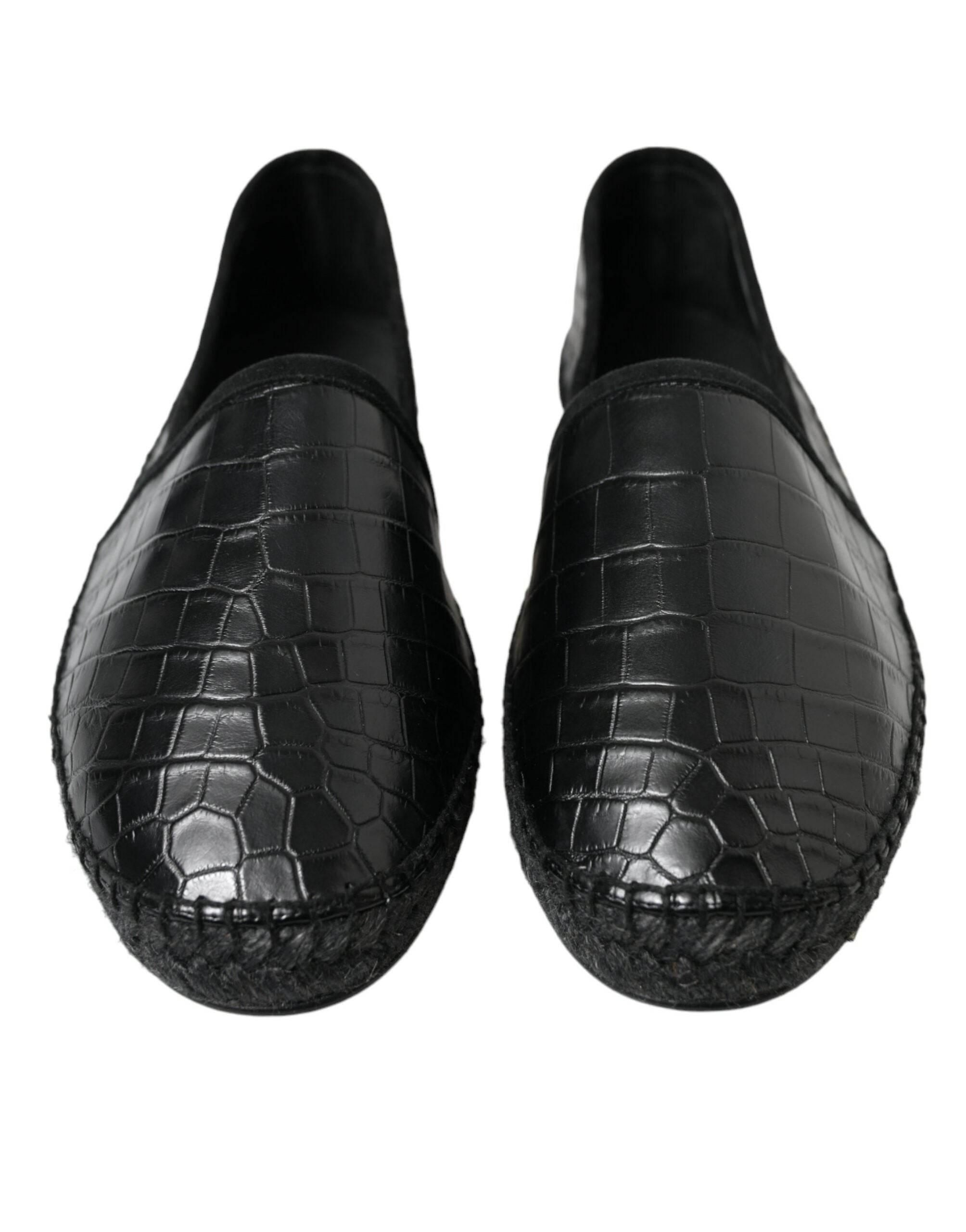 Dolce & Gabbana Exotic Black Leather Espadrilles - Hilstor