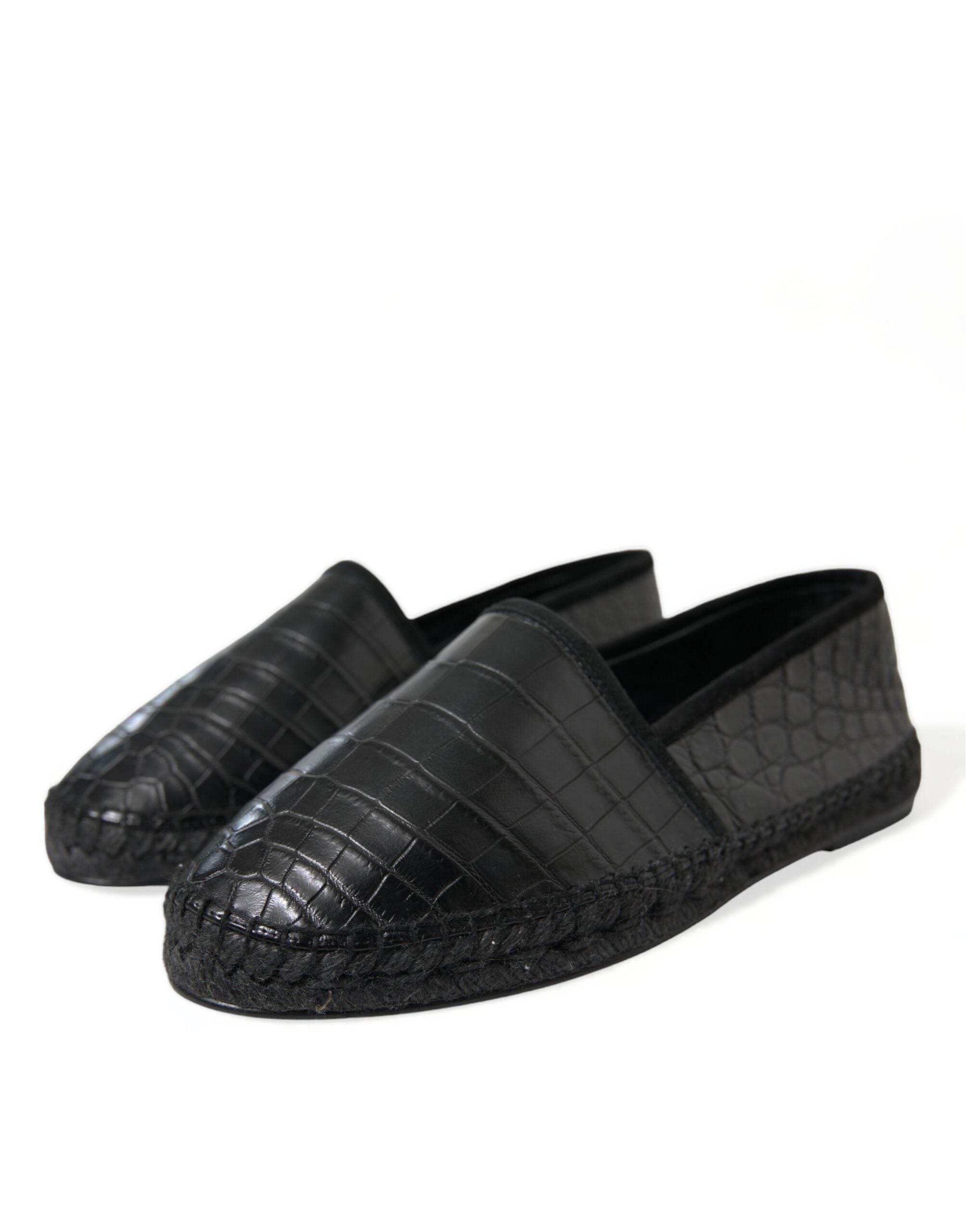 Dolce & Gabbana Exotic Black Leather Espadrilles - Hilstor